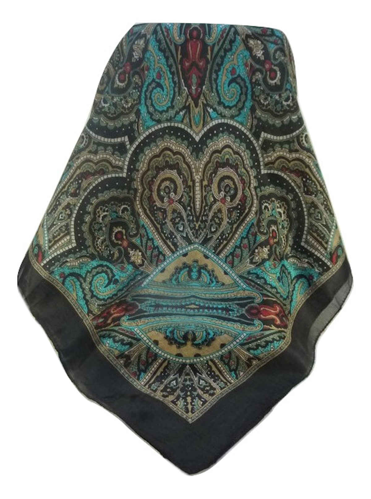 Mulberry Silk Traditional Square Scarf Kiya Black by Pashmina & Silk