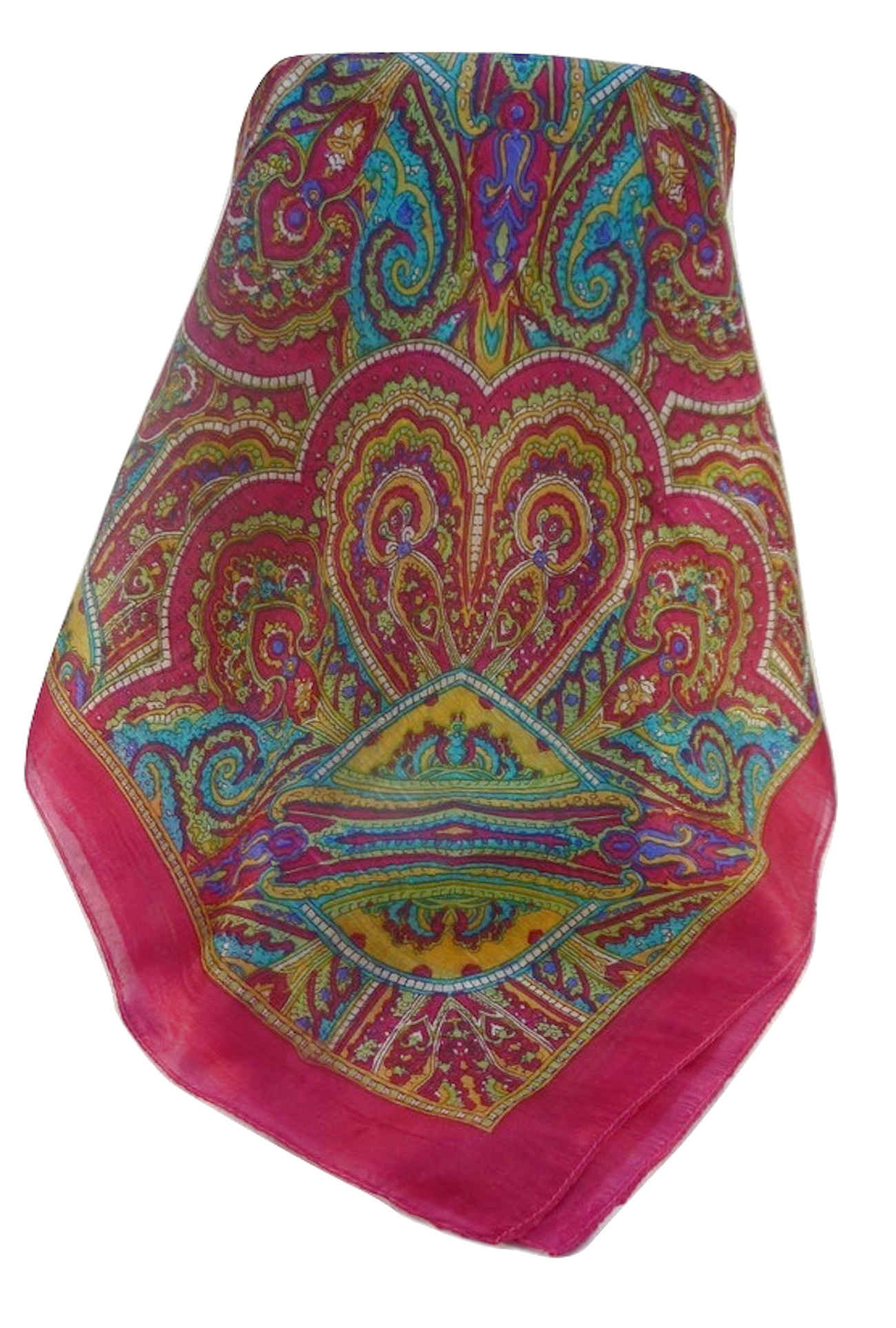 Mulberry Silk Traditional Square Scarf Kiya Pink by Pashmina & Silk