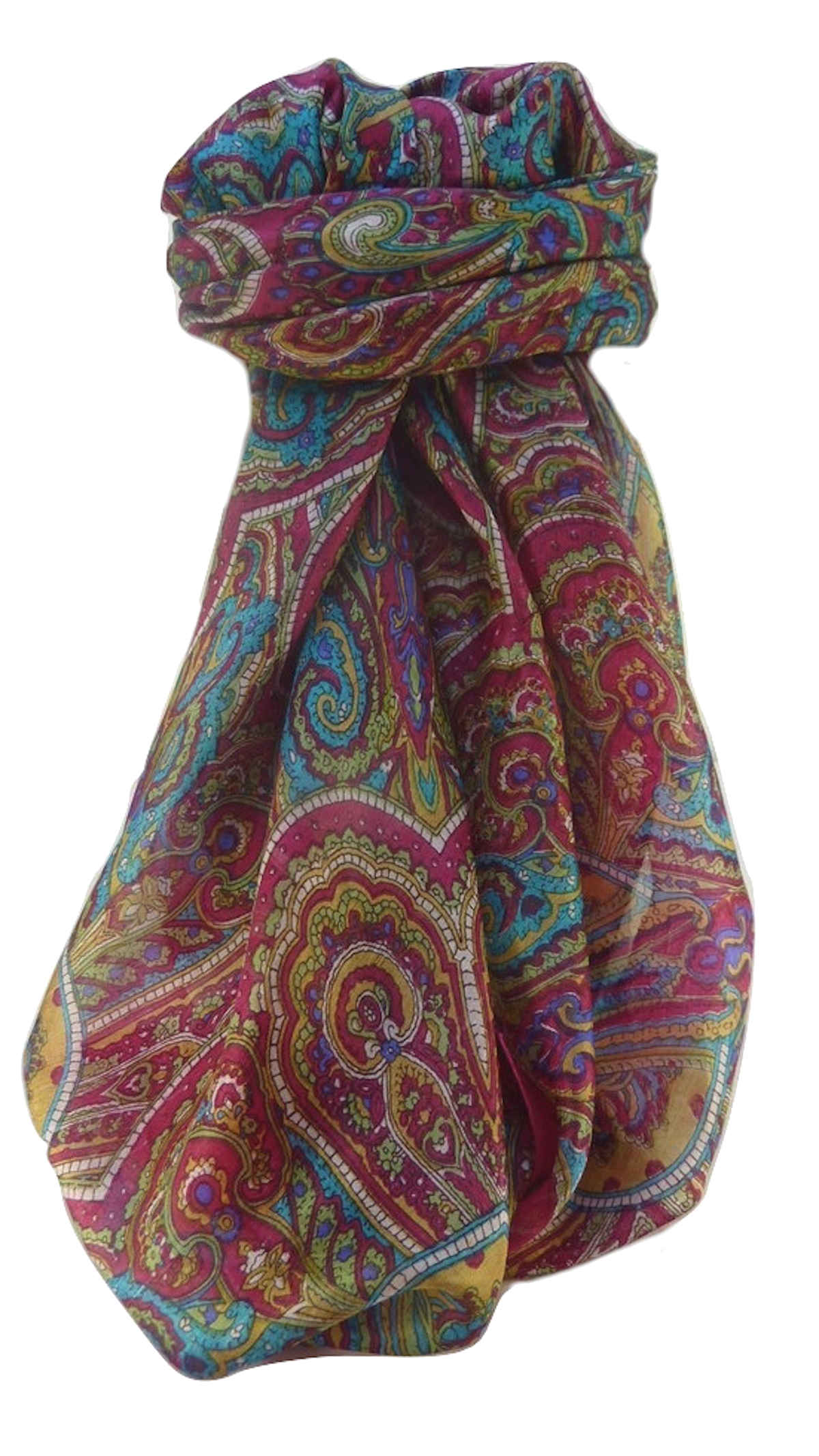Mulberry Silk Traditional Square Scarf Kiya Pink by Pashmina & Silk