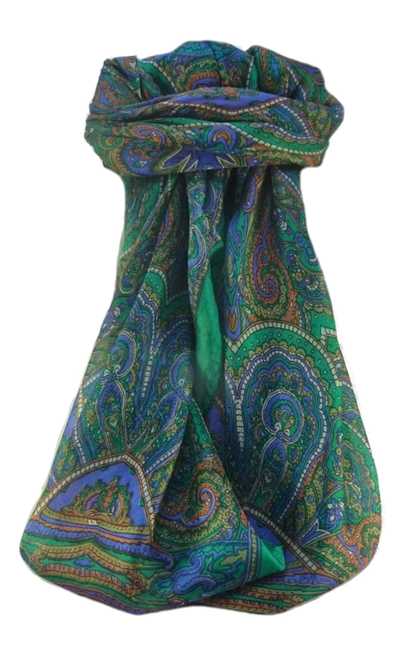 Mulberry Silk Traditional Square Scarf Kiya Emerald by Pashmina & Silk