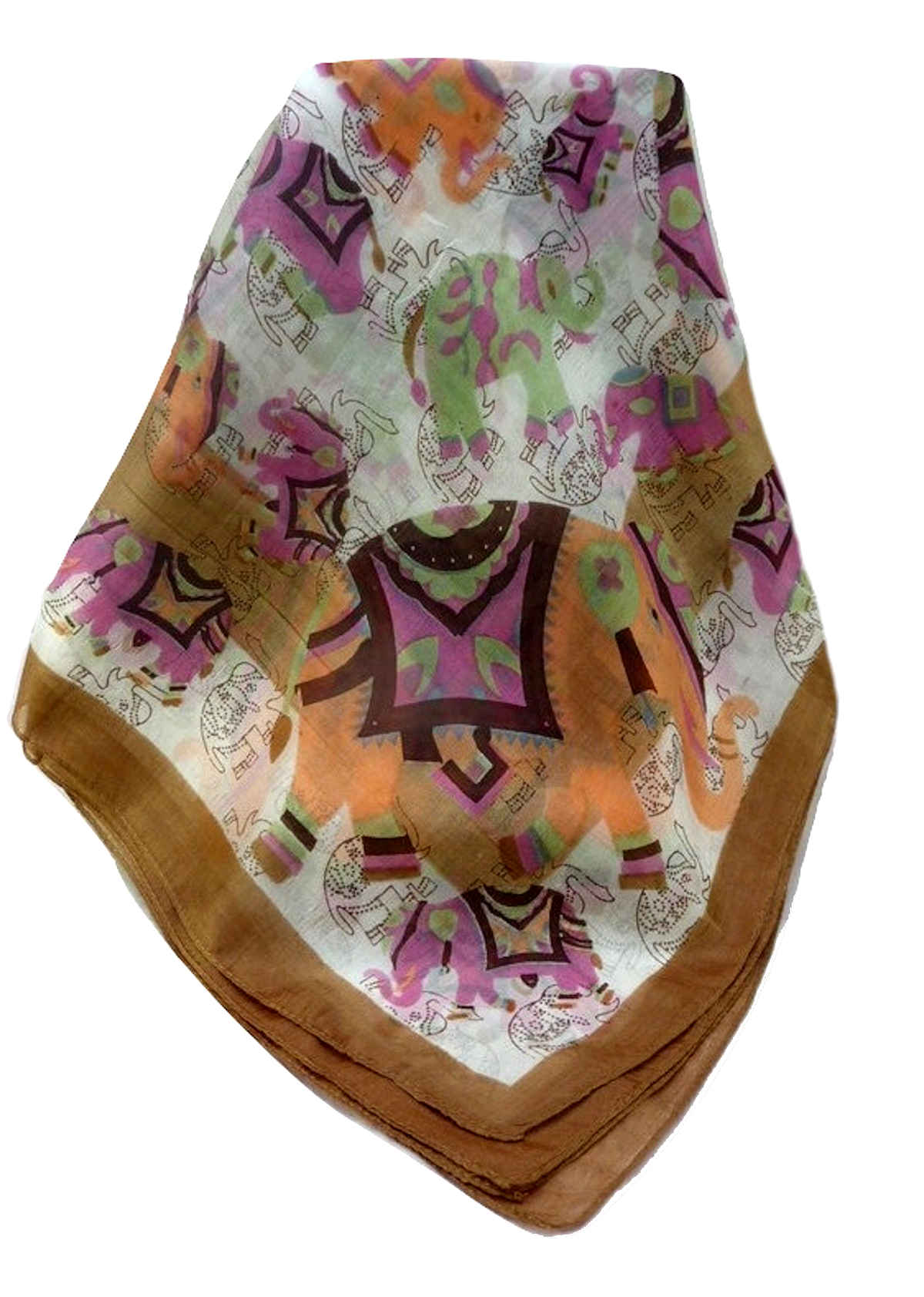 Tradizionale Sciarpa Quadrata di Seta Lakshmi Chestnut