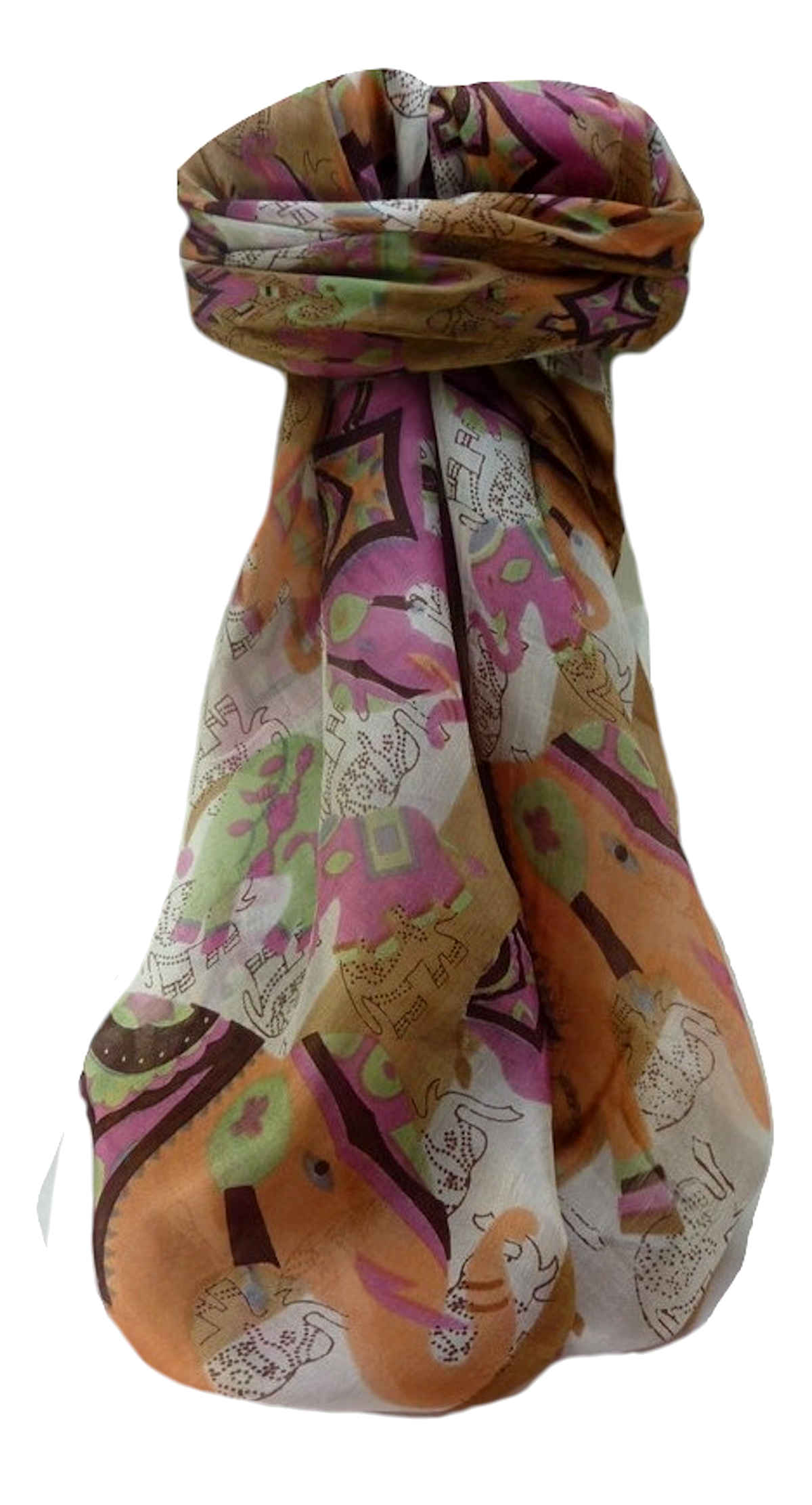 Tradizionale Sciarpa Quadrata di Seta Lakshmi Chestnut