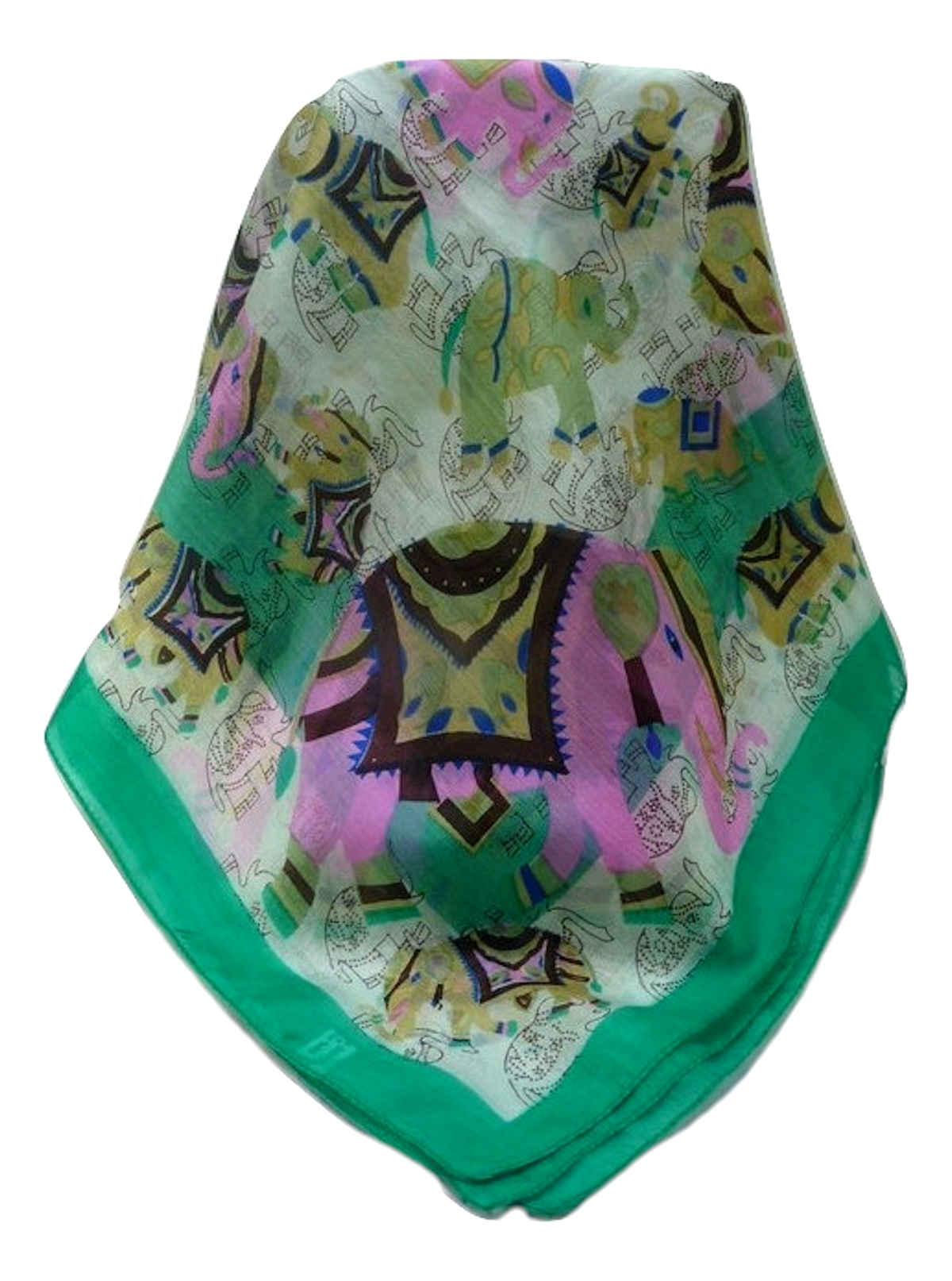 Tradizionale Sciarpa Quadrata di Seta  Lakshmi Emerald