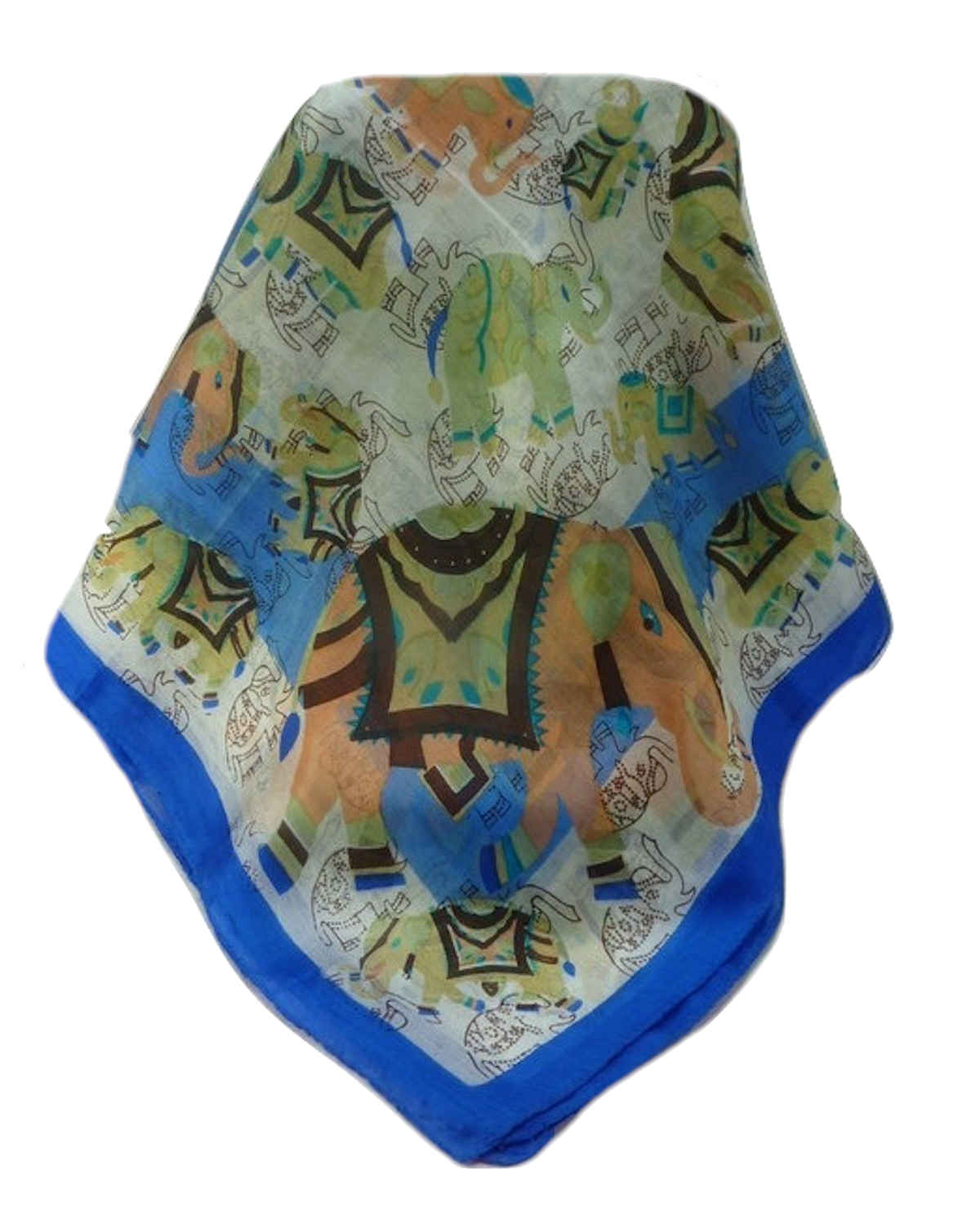 Tradizionale Sciarpa Quadrata di Seta Lakshmi Blue
