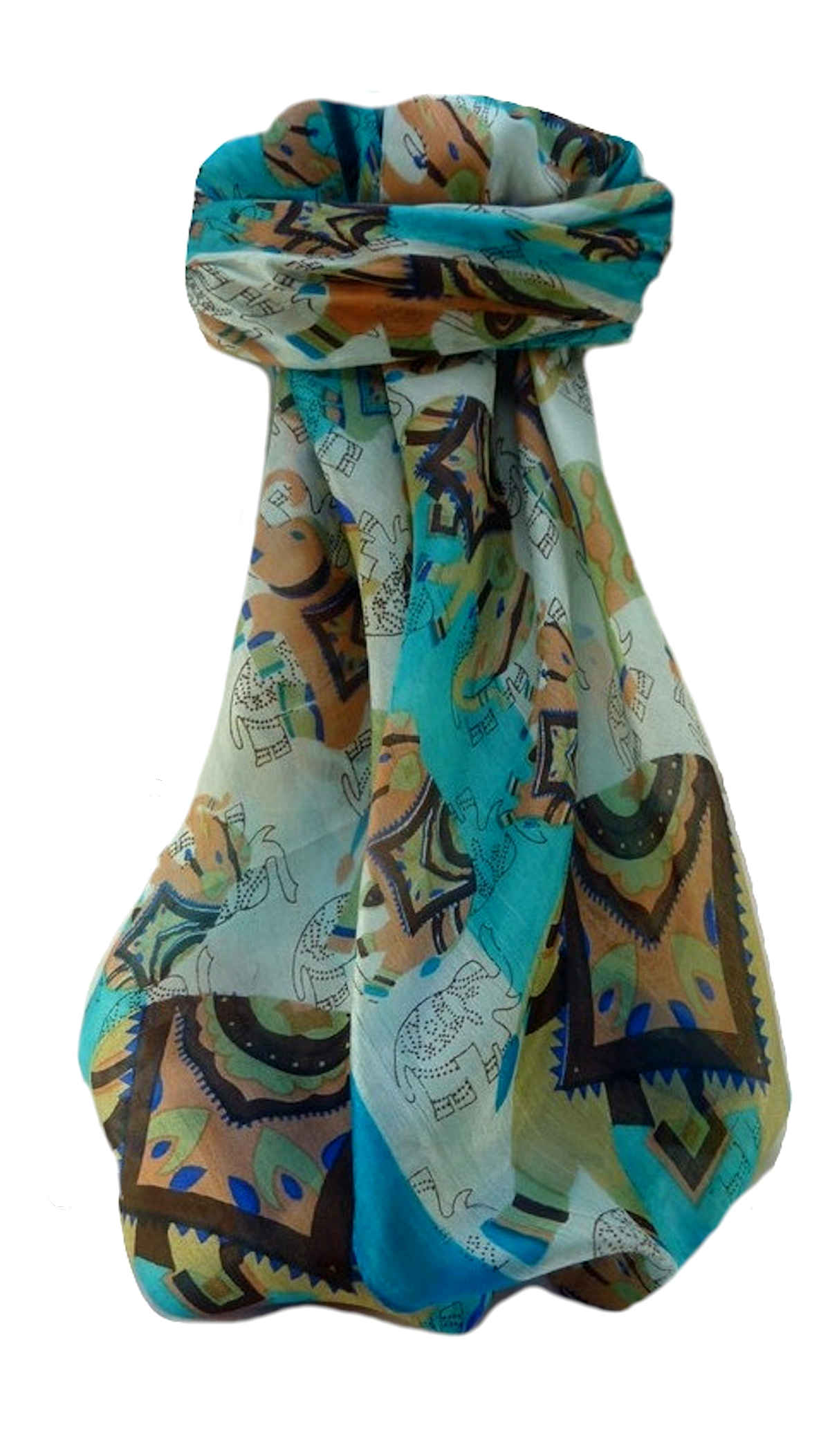 Tradizionale Sciarpa Quadrata di Seta Lakshmi Aqua