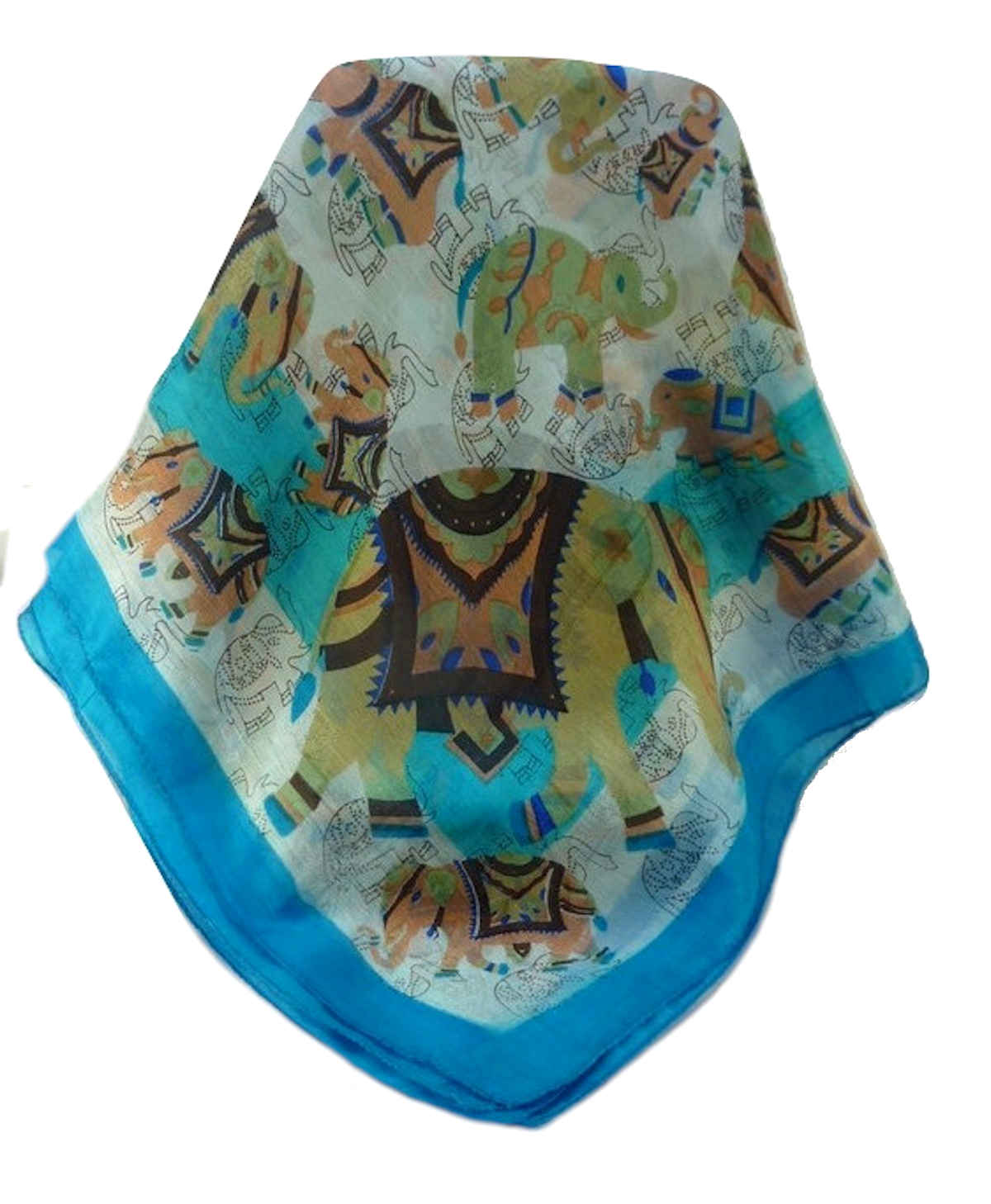 Tradizionale Sciarpa Quadrata di Seta Lakshmi Aqua