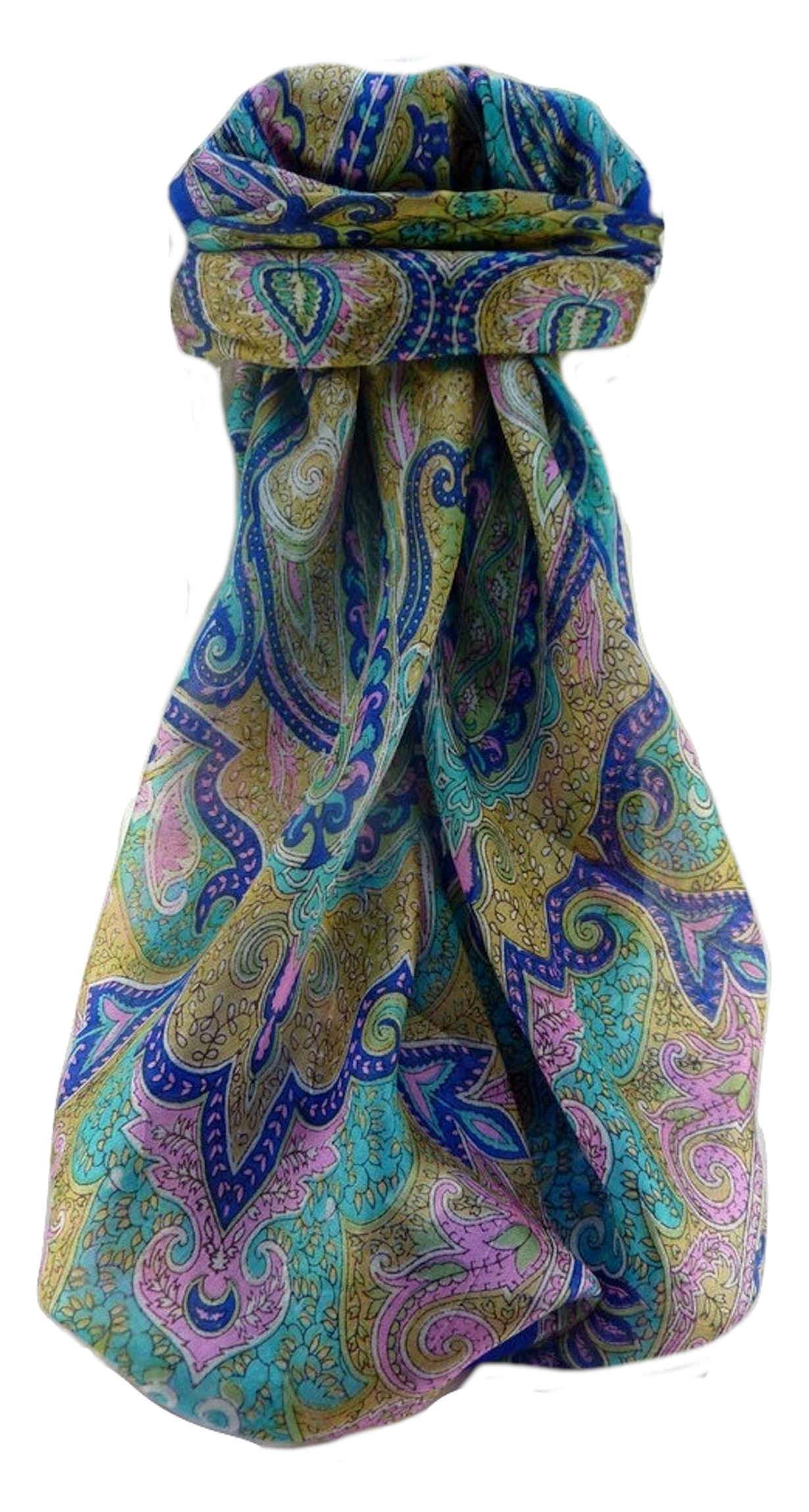 Tradizionale Sciarpa Quadrata di Seta Mishti Blue