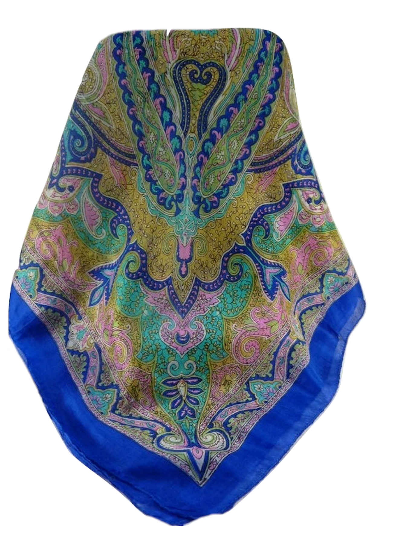 Tradizionale Sciarpa Quadrata di Seta Mishti Blue