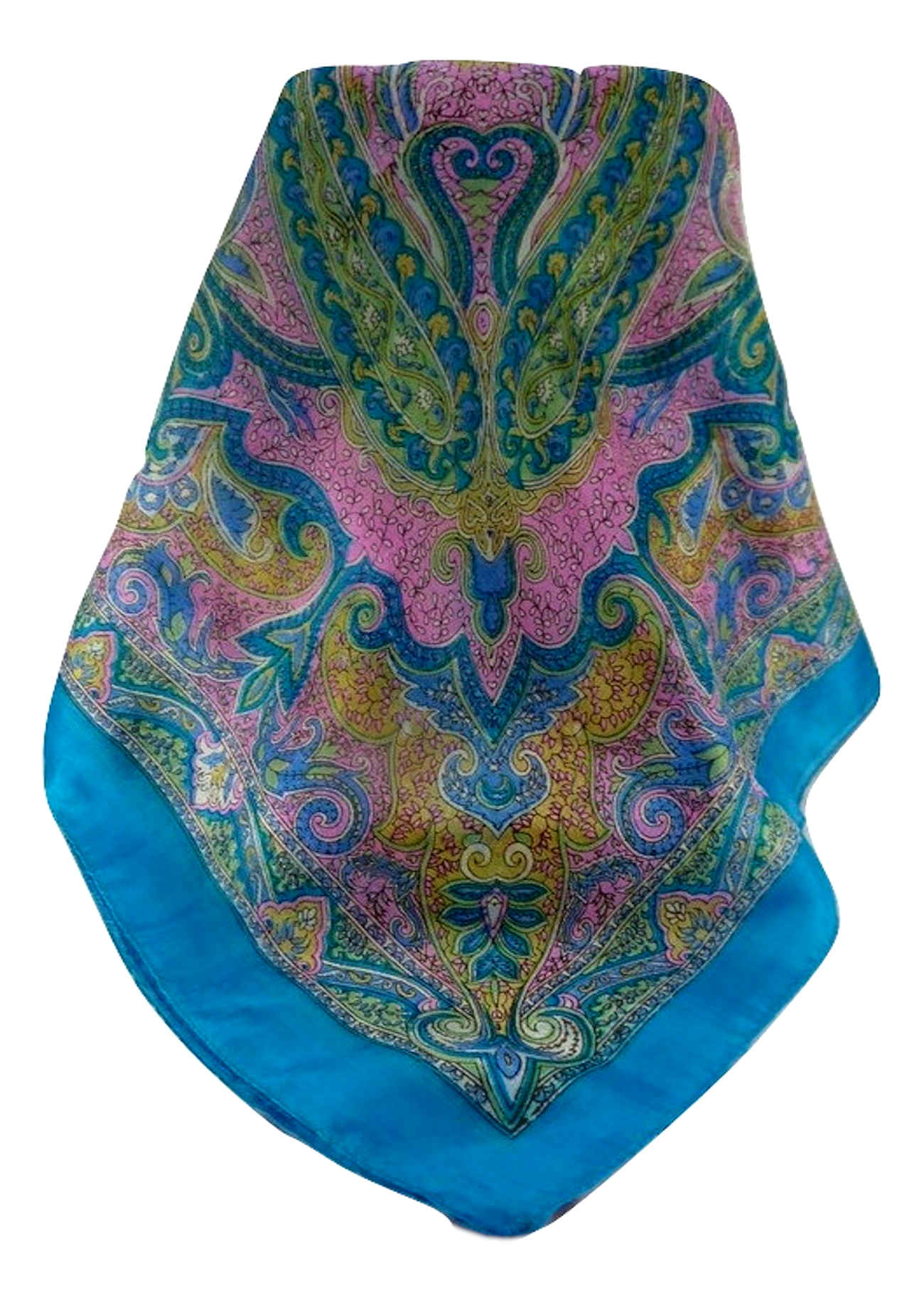 Tradizionale Sciarpa Quadrata di Seta Mishti Aqua