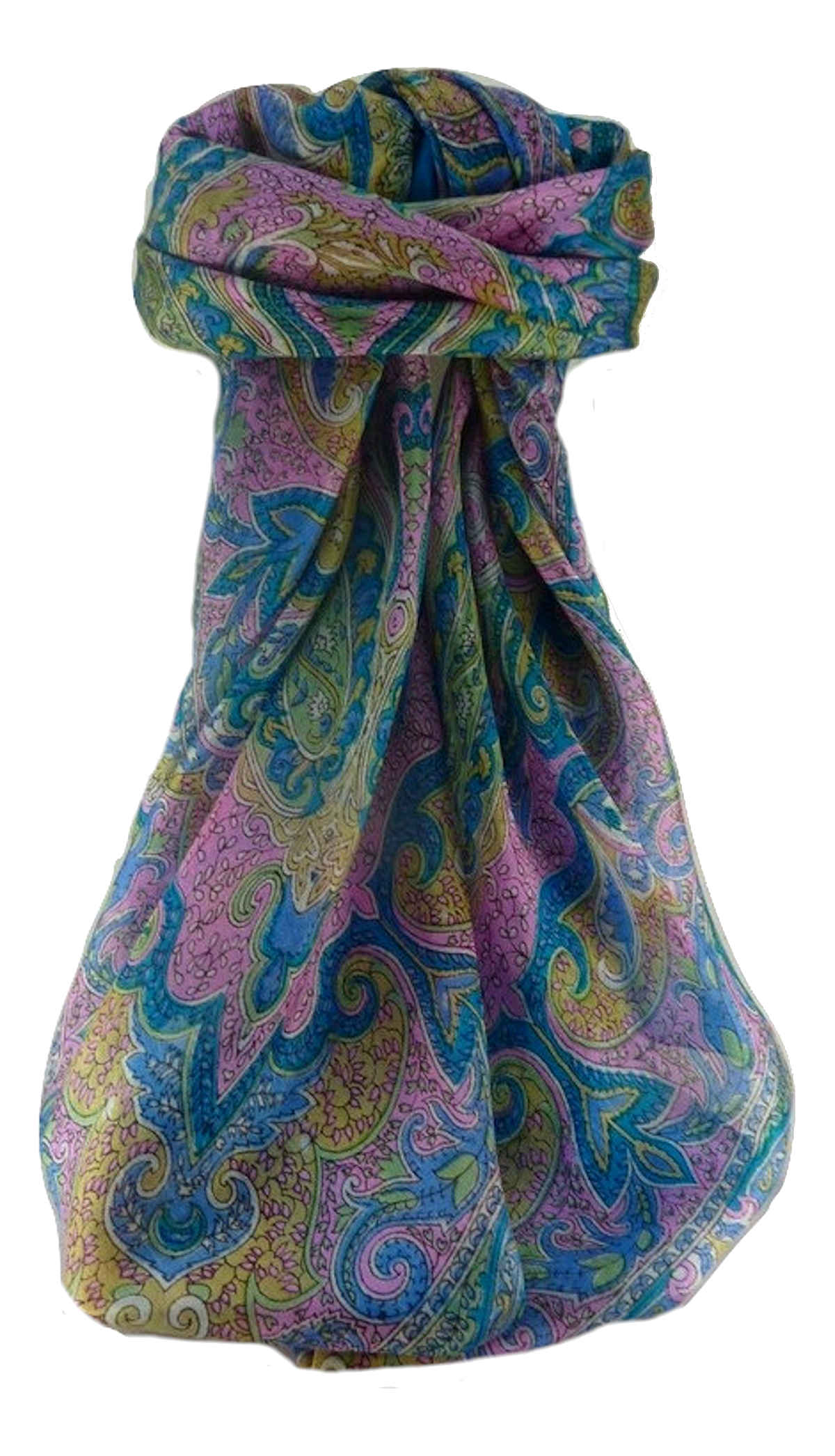 Tradizionale Sciarpa Quadrata di Seta Mishti Aqua