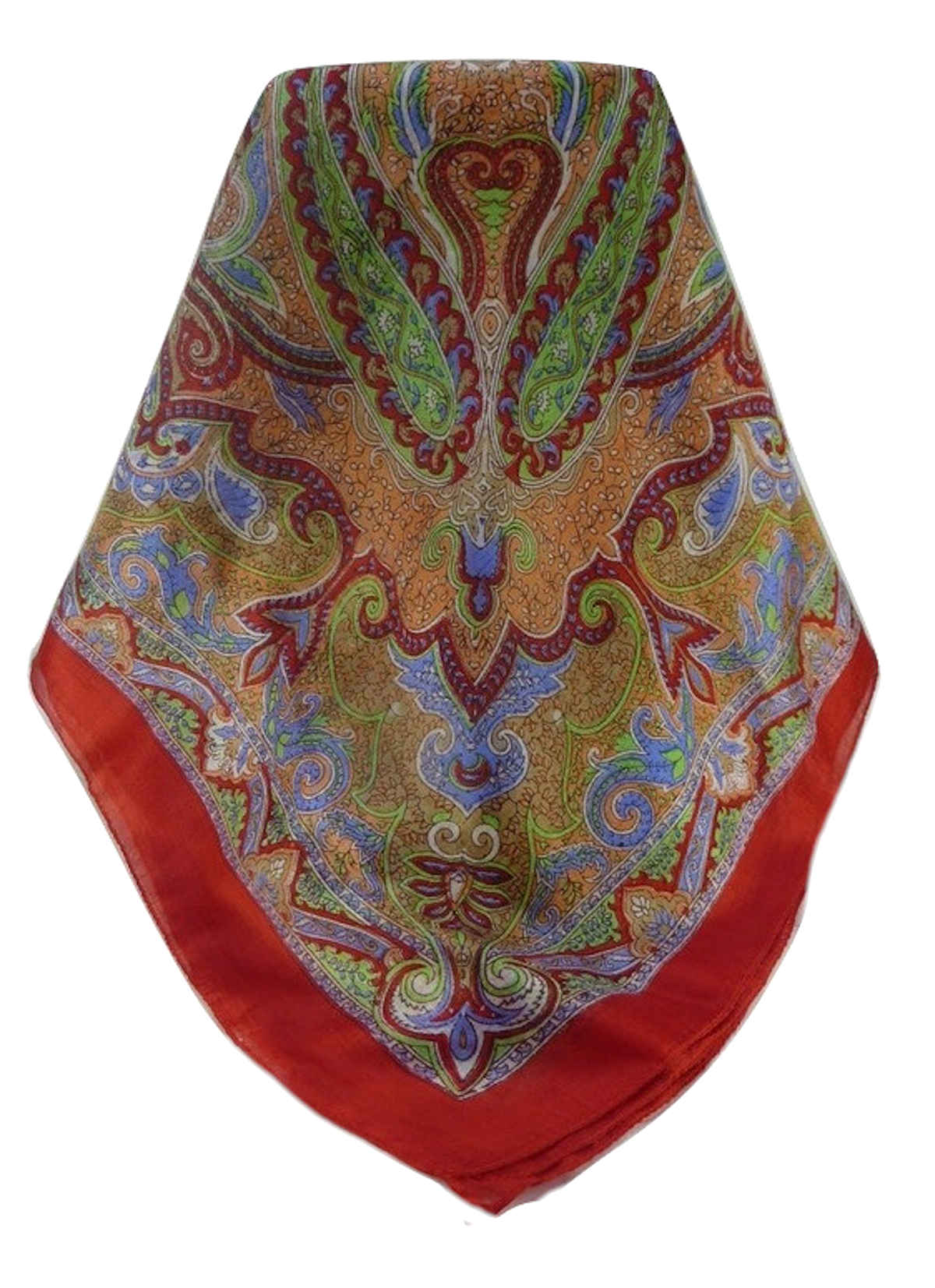 Tradizionale Sciarpa Quadrata di Seta Mishti Scarlet