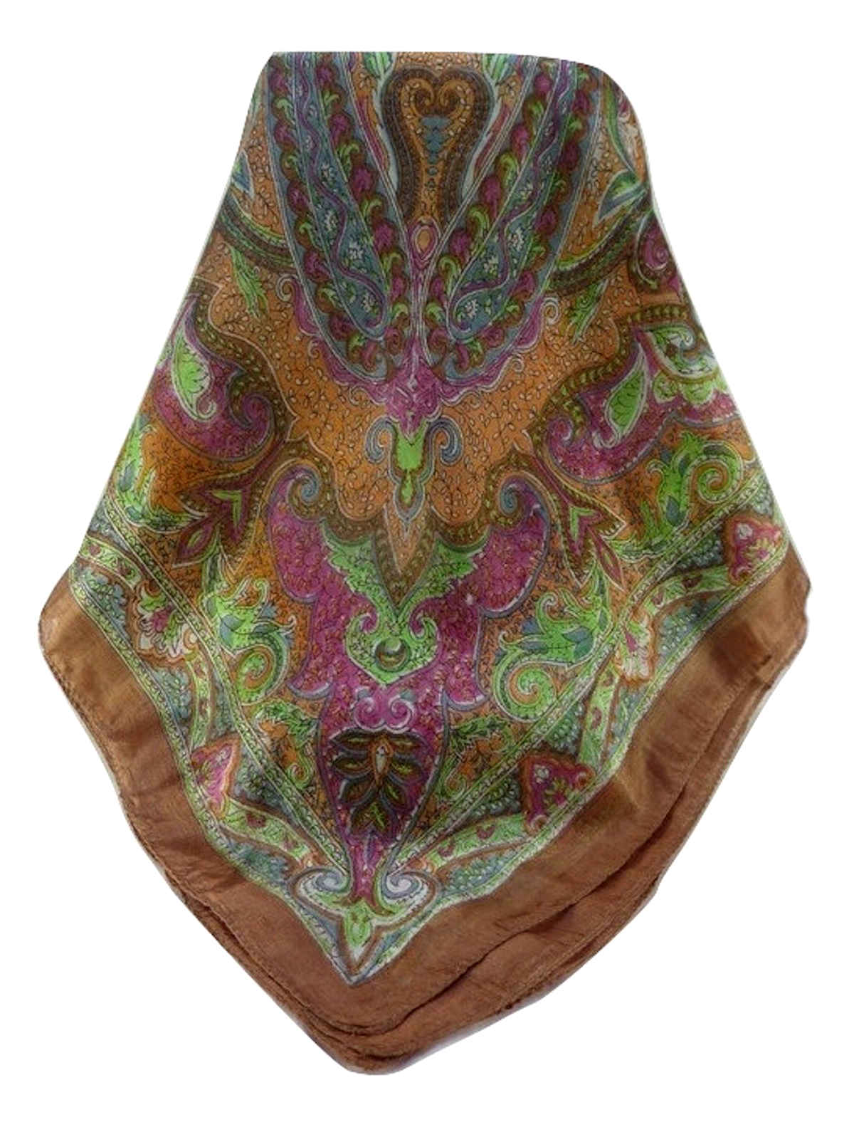 Tradizionale Sciarpa Quadrata di Seta Mishti Chestnut