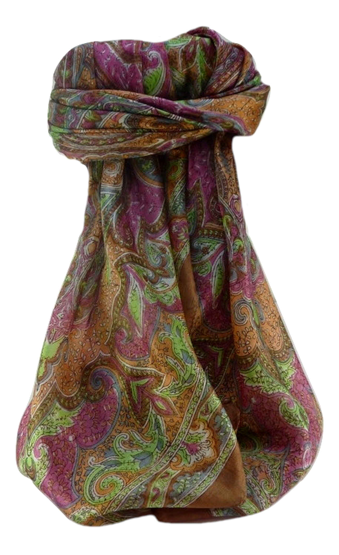 Tradizionale Sciarpa Quadrata di Seta Mishti Chestnut