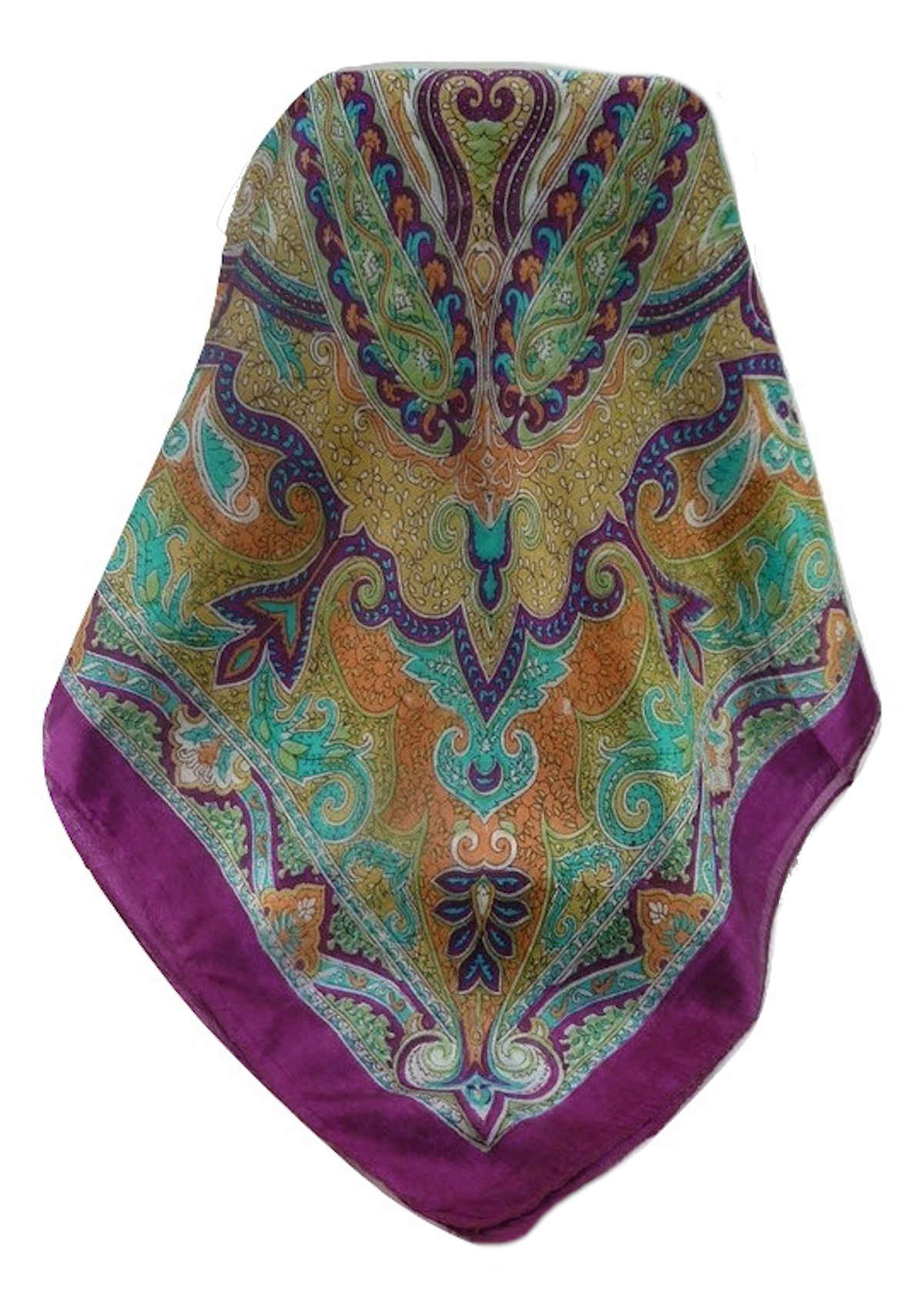Tradizionale Sciarpa Quadrata di Seta Mishti Violet