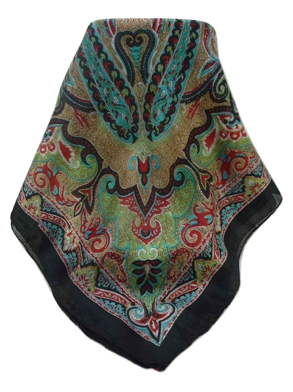Tradizionale Sciarpa Quadrata di Seta Mishti Black