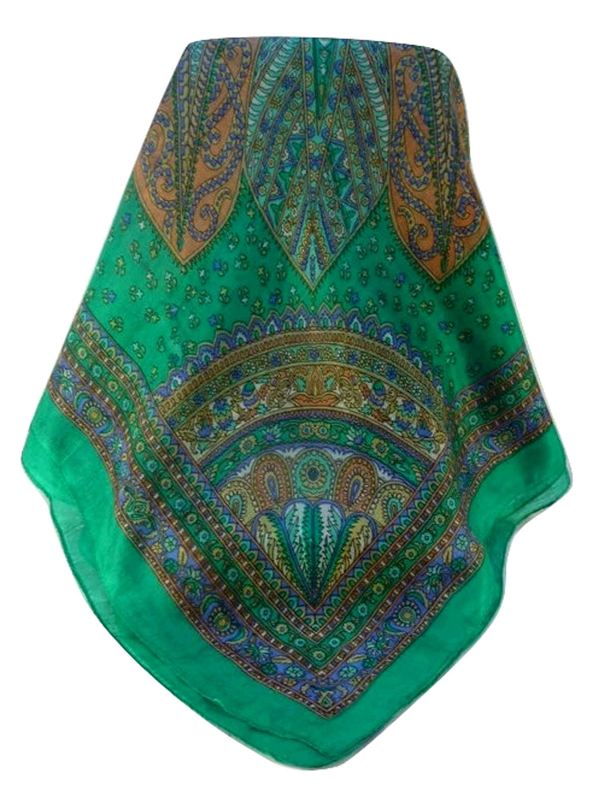 Mulberry Silk Traditional Square Scarf Nanda Emerald by Pashmina & Silk