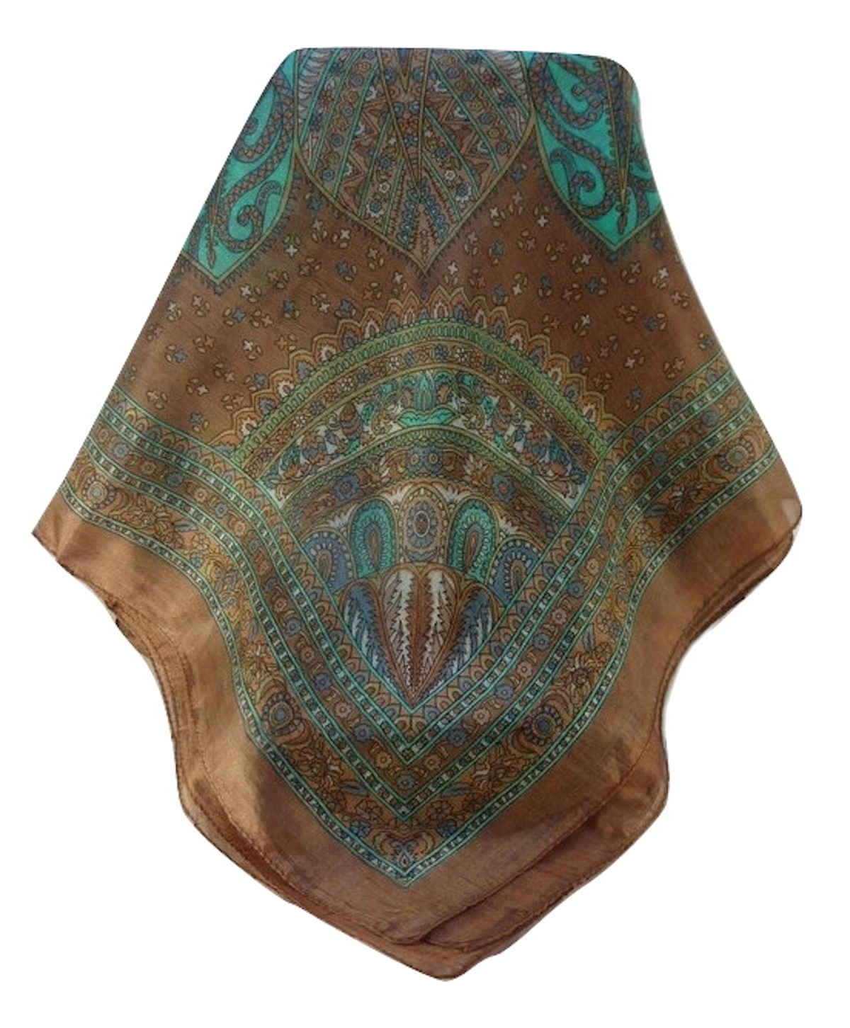 Mulberry Silk Traditional Square Scarf Nanda Chestnut by Pashmina & Silk