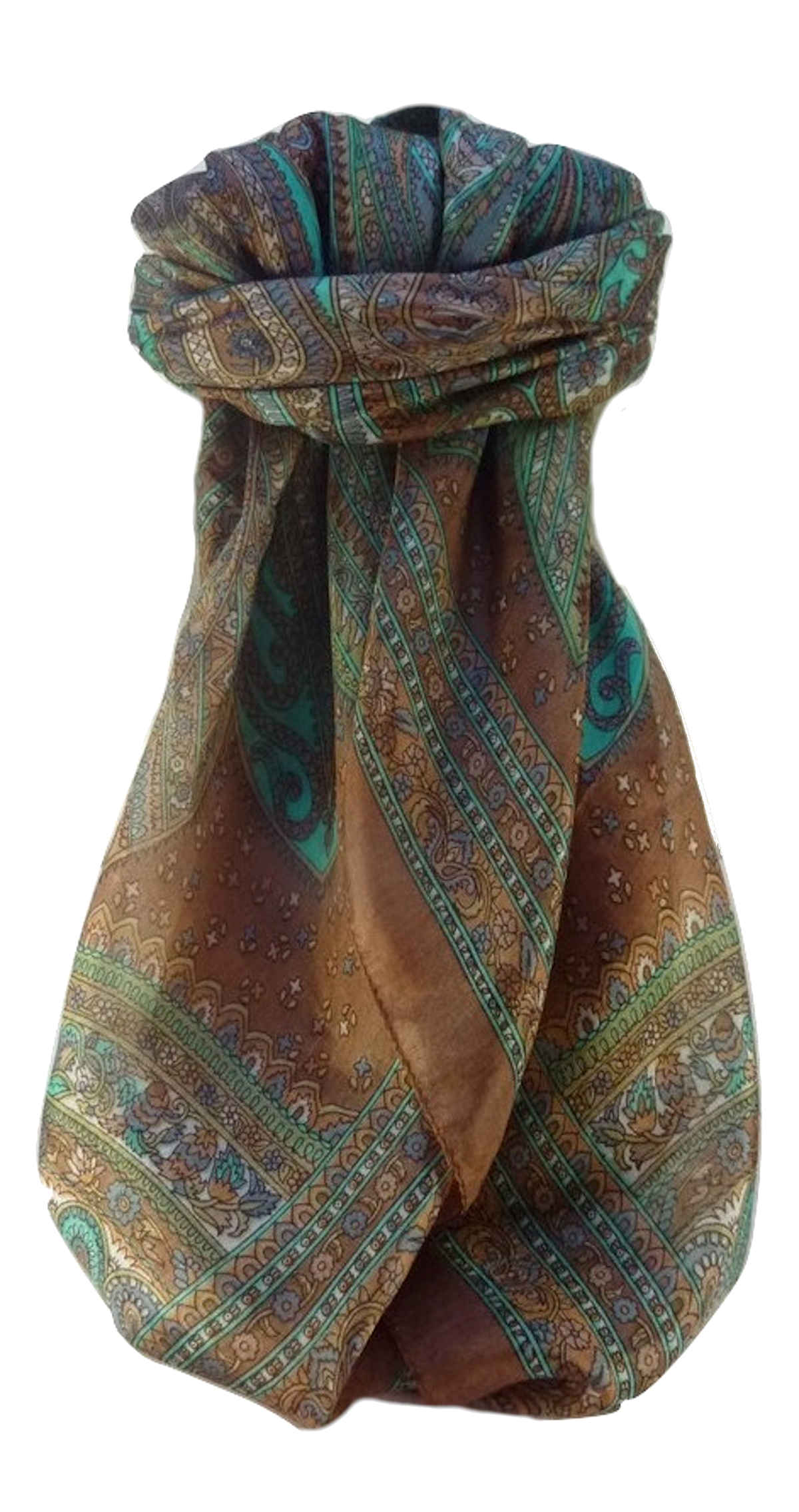 Mulberry Silk Traditional Square Scarf Nanda Chestnut by Pashmina & Silk