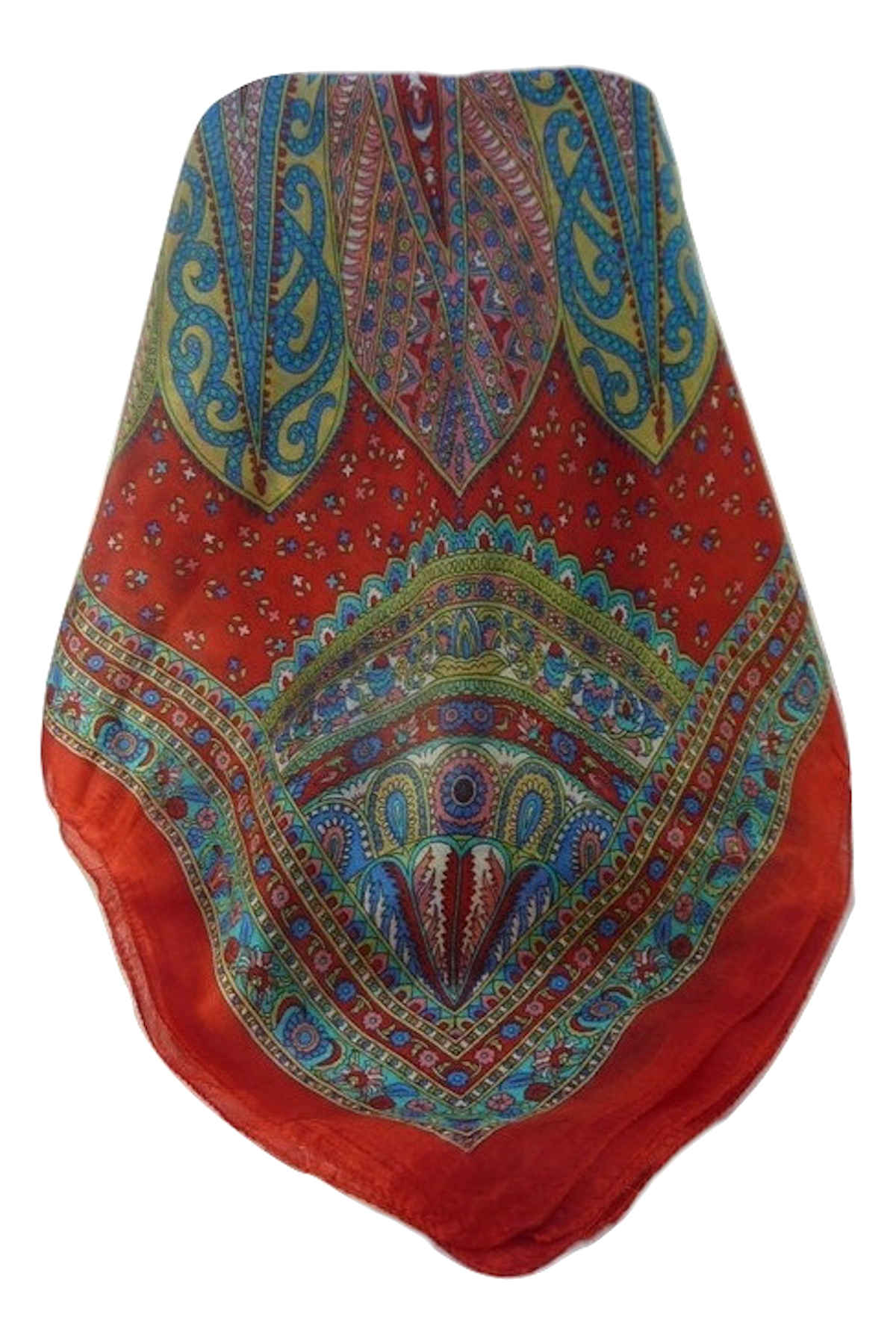 Mulberry Silk Traditional Square Scarf Nanda Scarlet by Pashmina & Silk