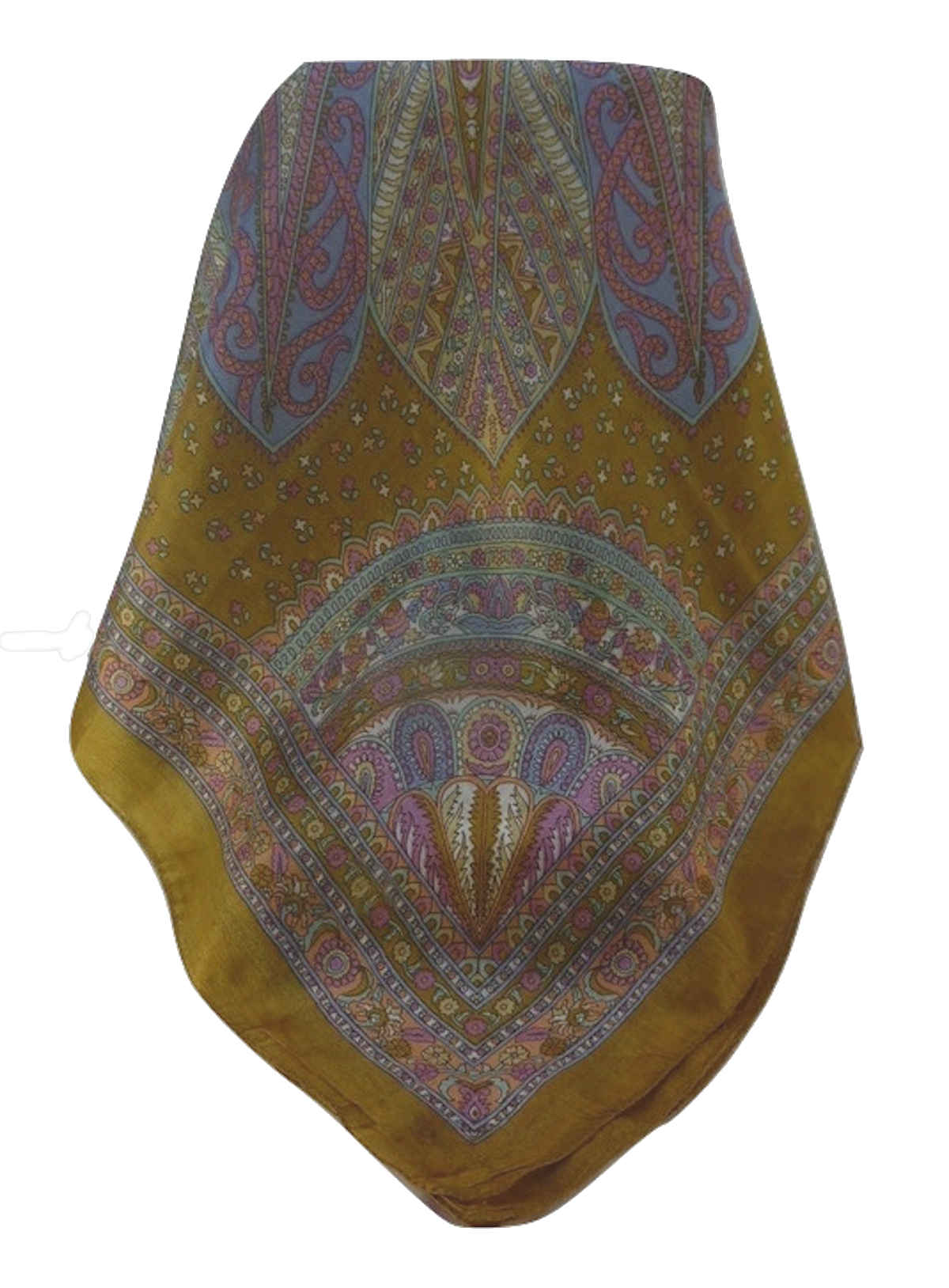 Mulberry Silk Traditional Square Scarf Nanda Gold by Pashmina & Silk