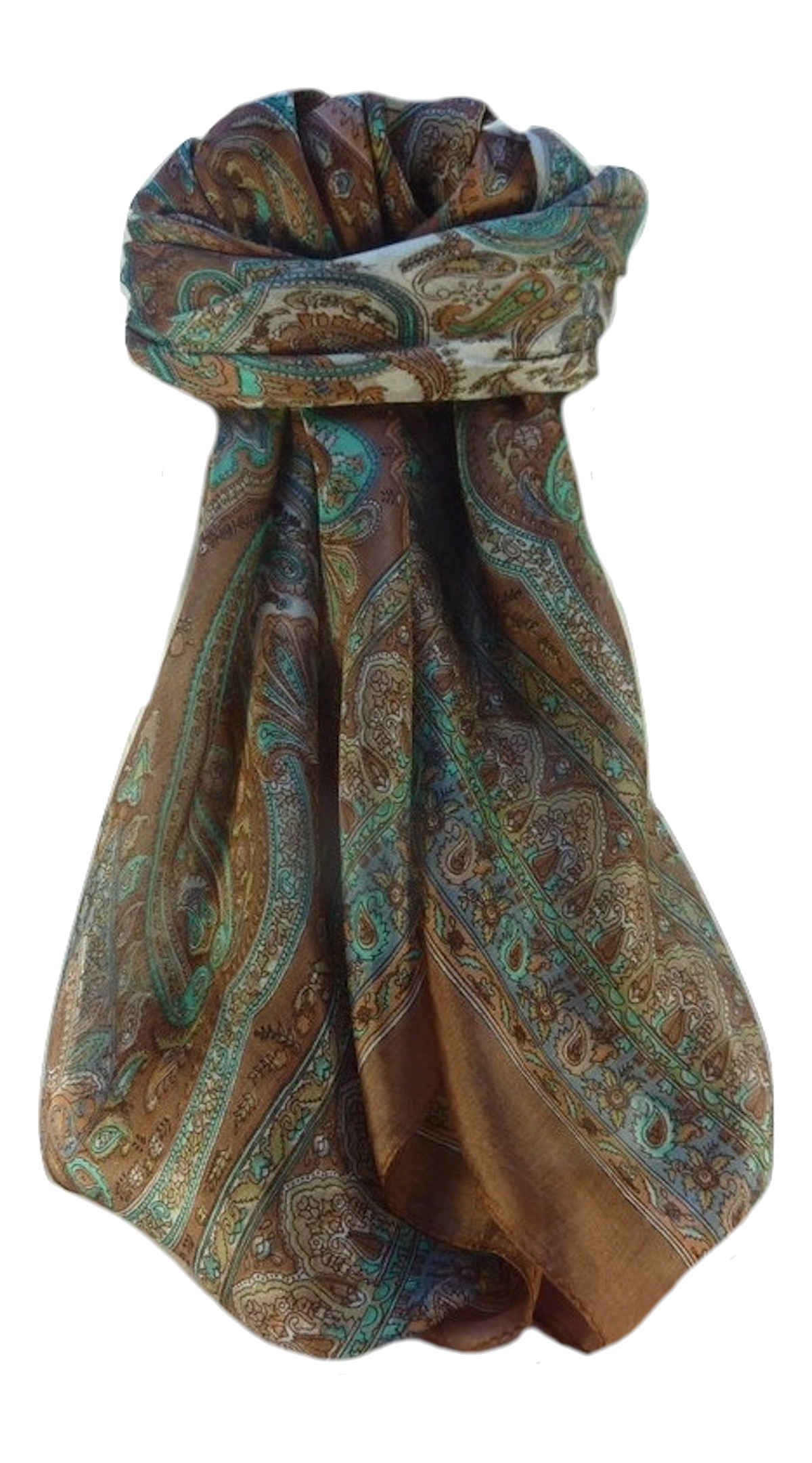 Mulberry Silk Traditional Square Scarf Noor Chestnut by Pashmina & Silk