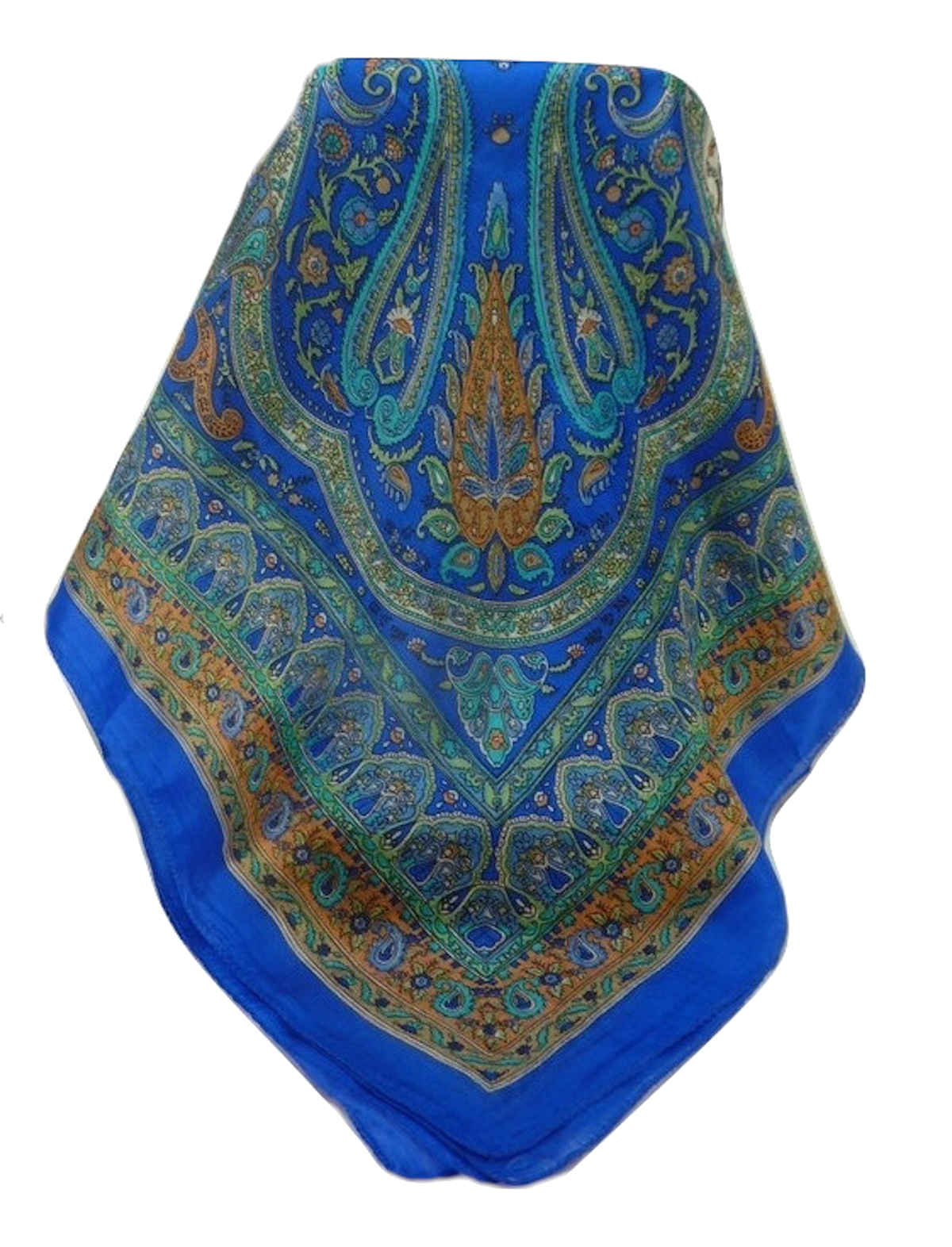 Mulberry Silk Traditional Square Scarf Noor Blue by Pashmina & Silk