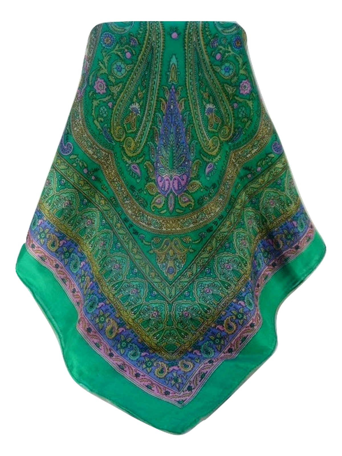 Mulberry Silk Traditional Square Scarf Noor Emerald by Pashmina & Silk