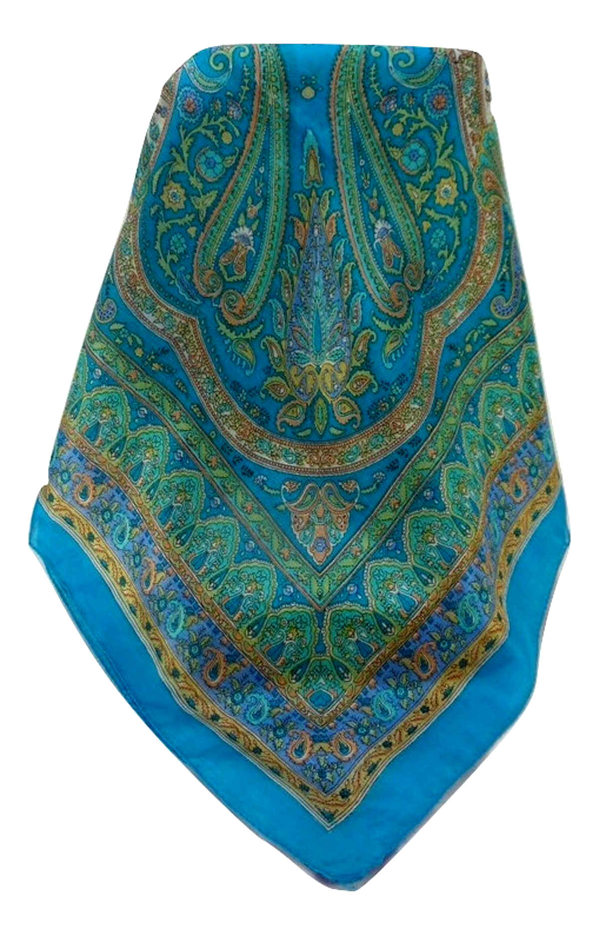 Mulberry Silk Traditional Square Scarf Noor Aqua by Pashmina & Silk