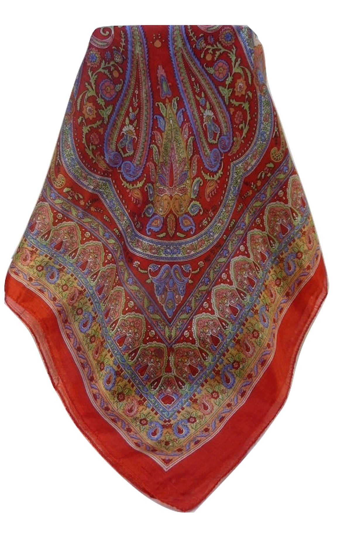 Mulberry Silk Traditional Square Scarf Noor Scarlet by Pashmina & Silk