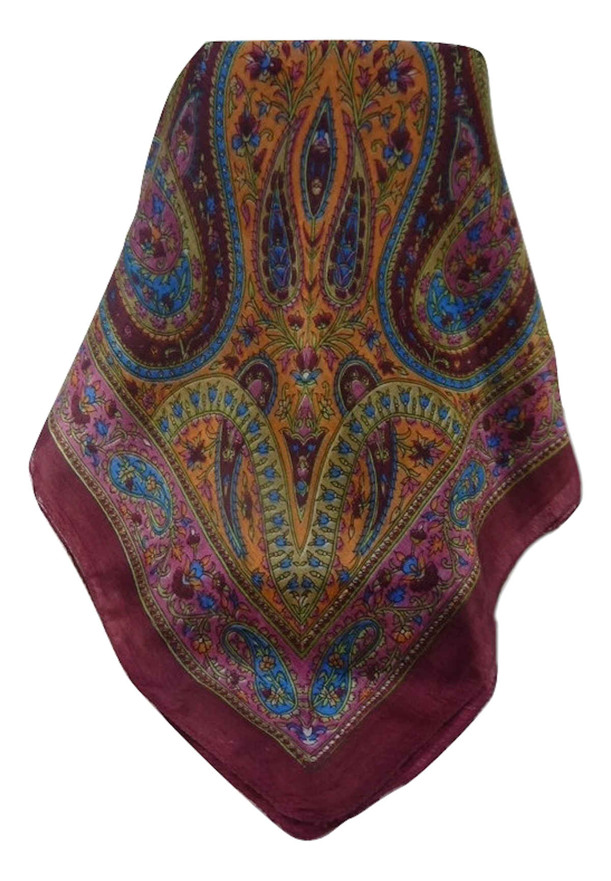 Mulberry Silk Traditional Square Scarf Takia Maroon by Pashmina & Silk