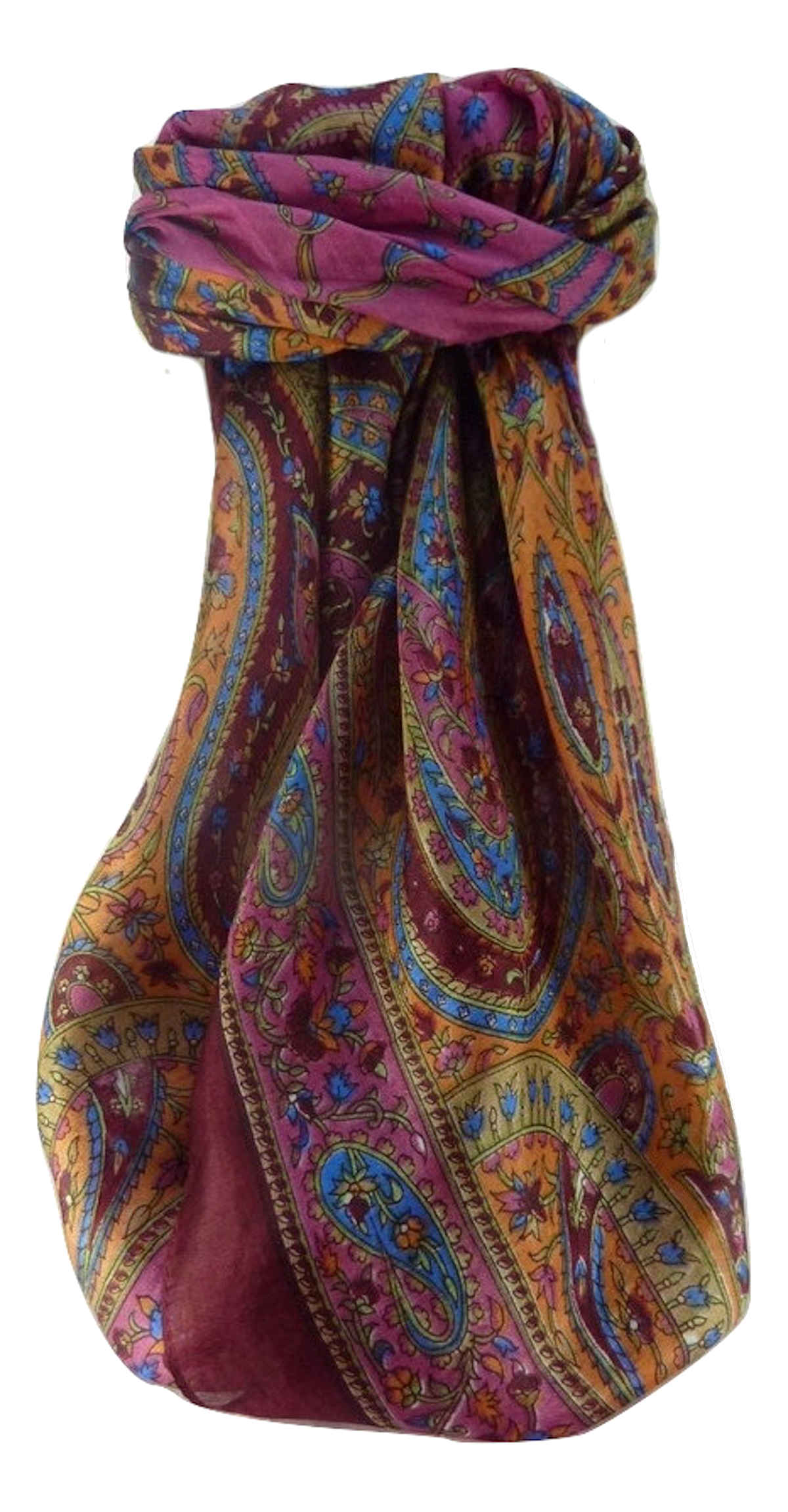 Mulberry Silk Traditional Square Scarf Takia Maroon by Pashmina & Silk