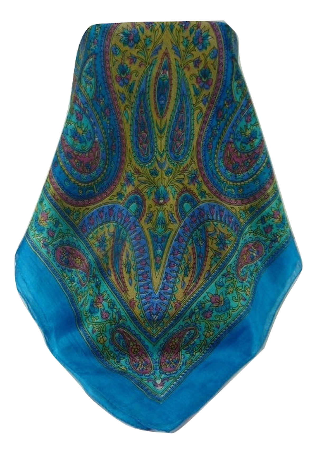 Mulberry Silk Traditional Square Scarf Takia Aqua by Pashmina & Silk