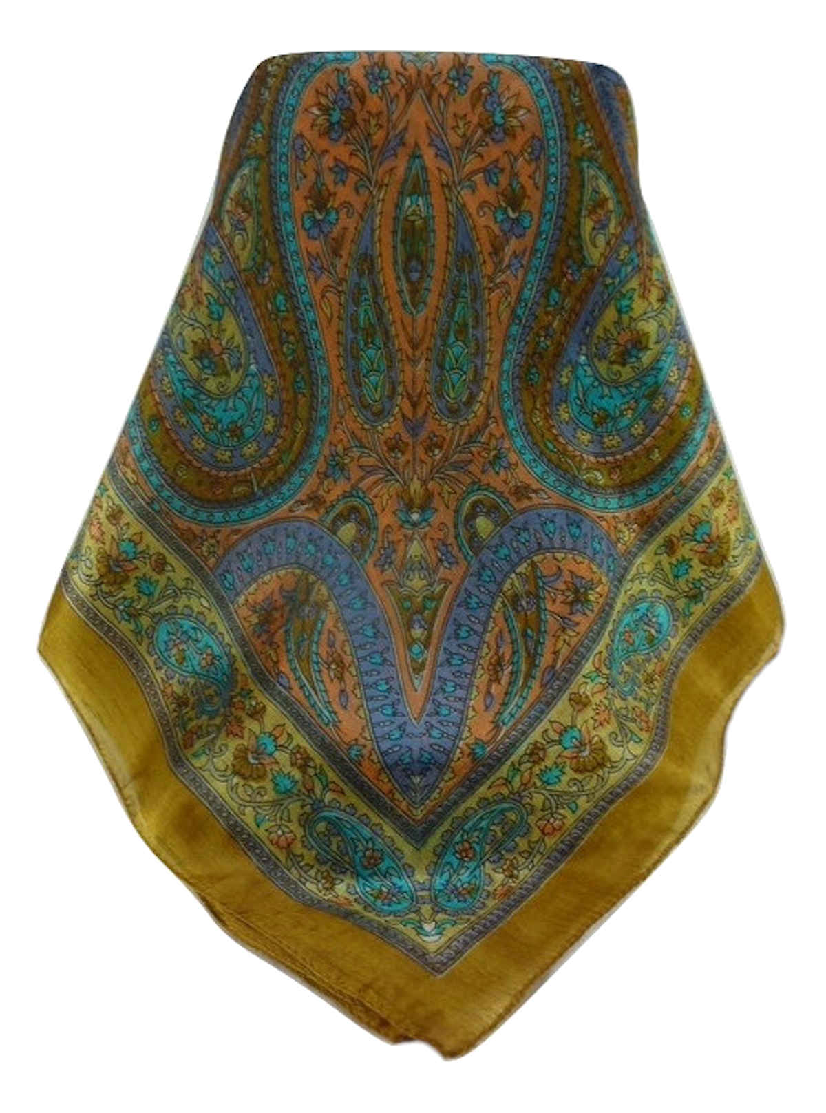 Mulberry Silk Traditional Square Scarf Takia Gold by Pashmina & Silk