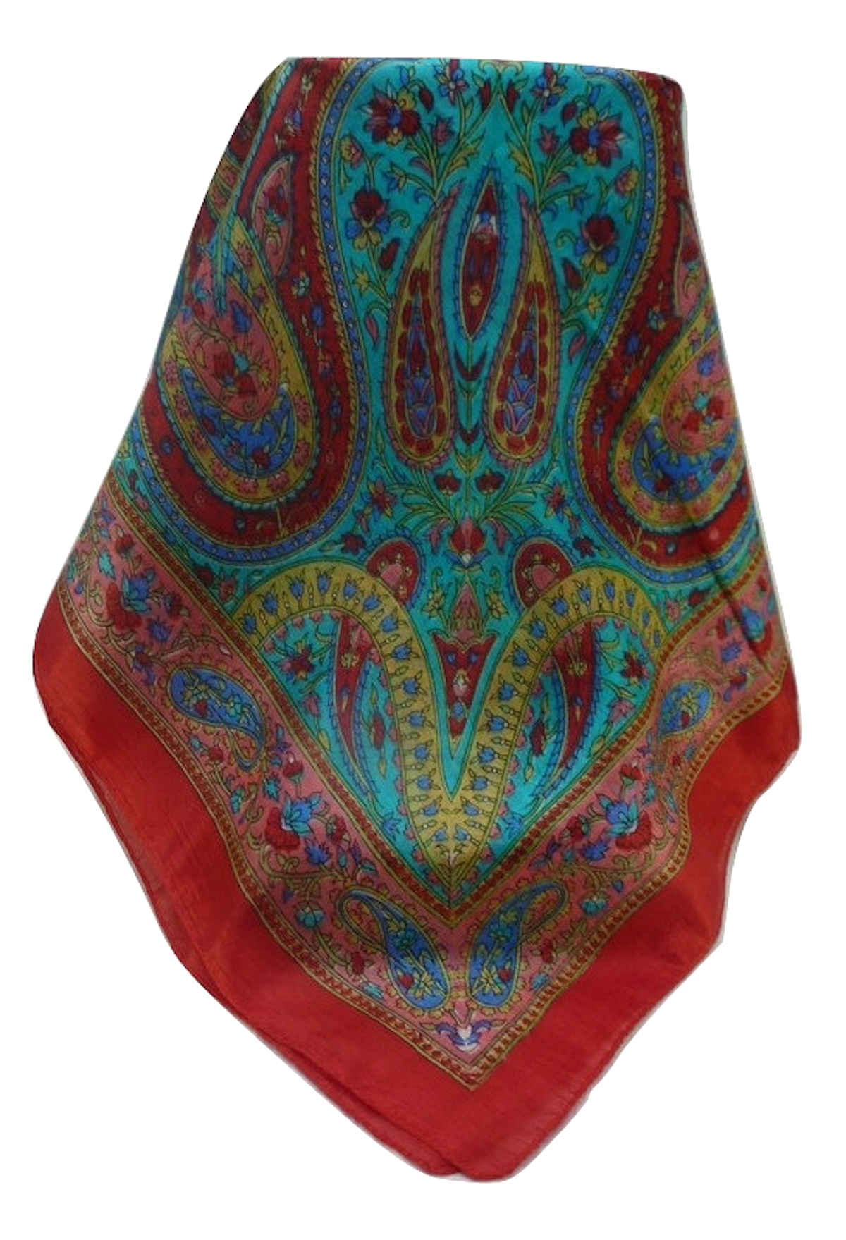 Mulberry Silk Traditional Square Scarf Takia Scarlet by Pashmina & Silk