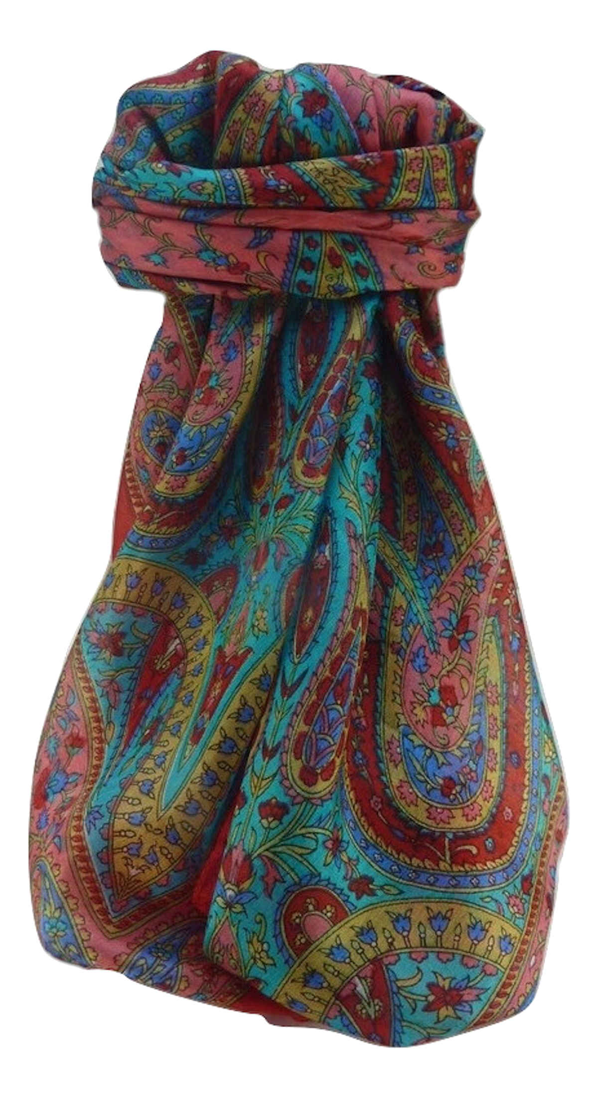 Mulberry Silk Traditional Square Scarf Takia Scarlet by Pashmina & Silk