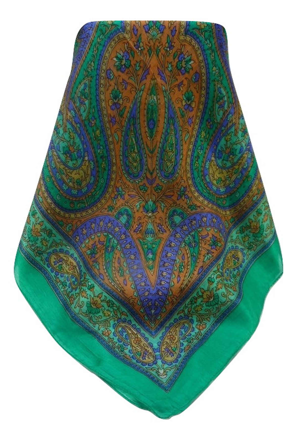 Mulberry Silk Traditional Square Scarf Takia Emerald by Pashmina & Silk