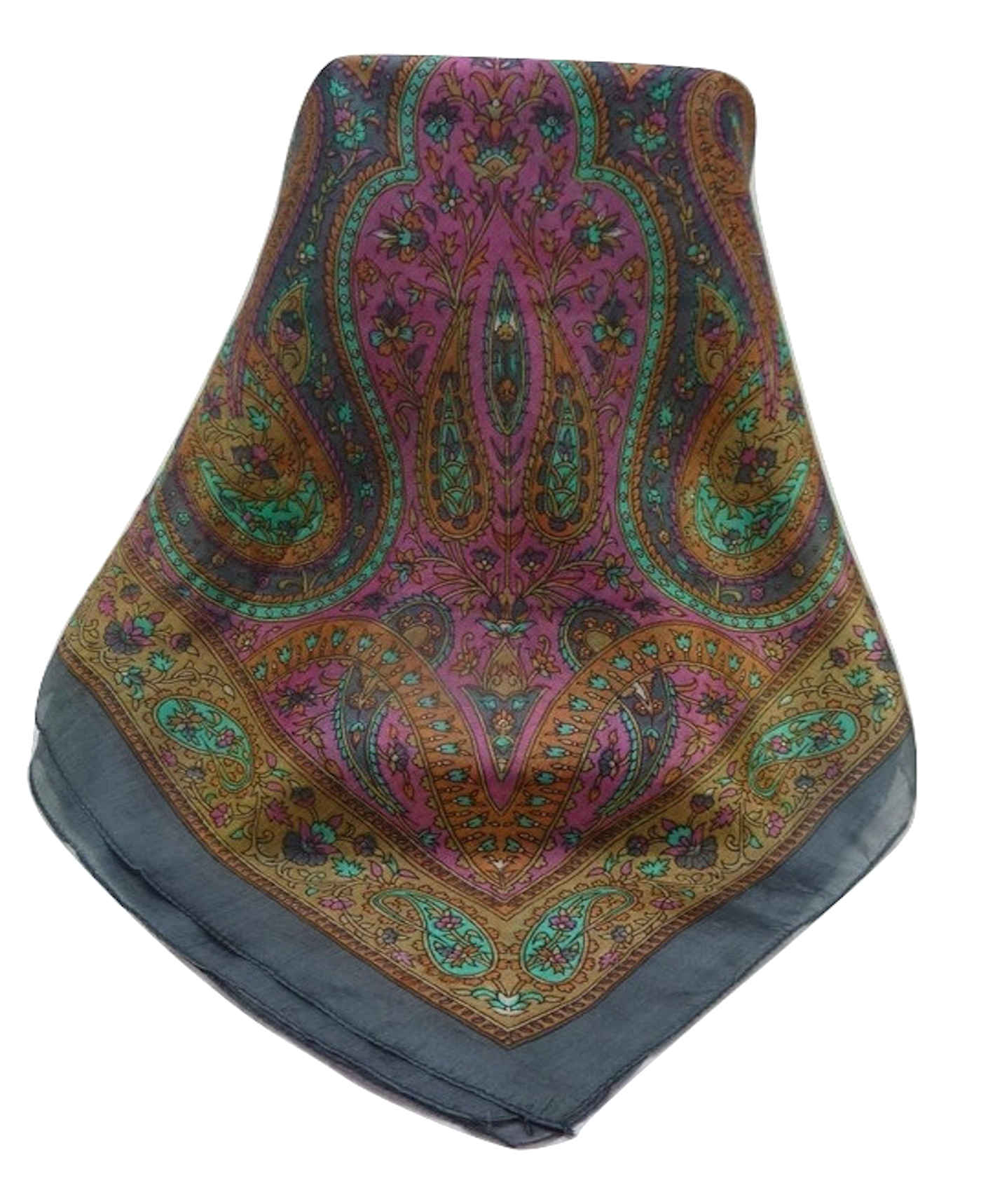 Mulberry Silk Traditional Square Scarf Takia Grey by Pashmina & Silk