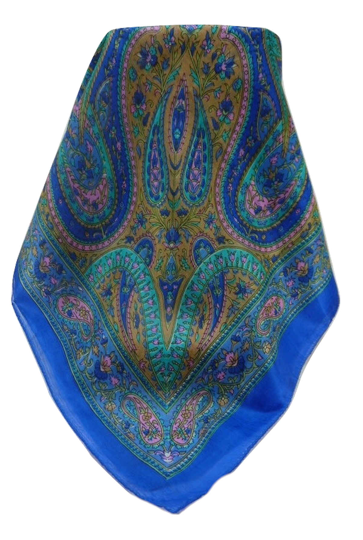 Mulberry Silk Traditional Square Scarf Takia Blue by Pashmina & Silk