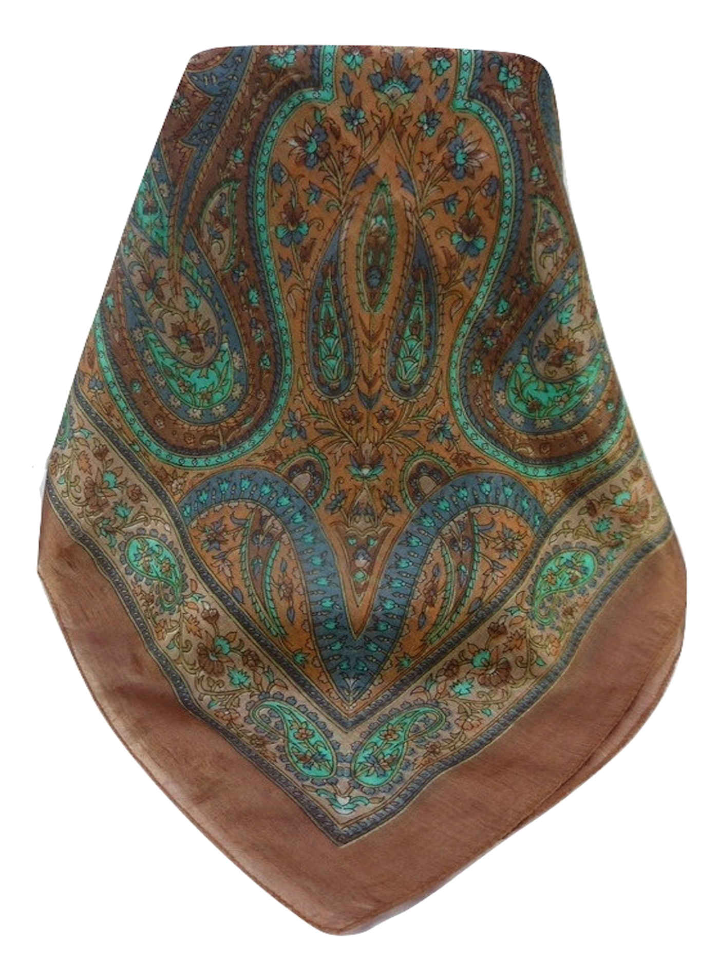 Mulberry Silk Traditional Square Scarf Takia Chestnut by Pashmina & Silk