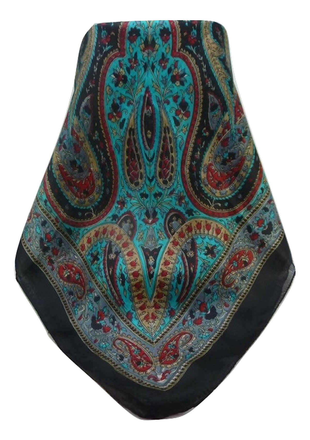 Mulberry Silk Traditional Square Scarf Takia Black by Pashmina & Silk