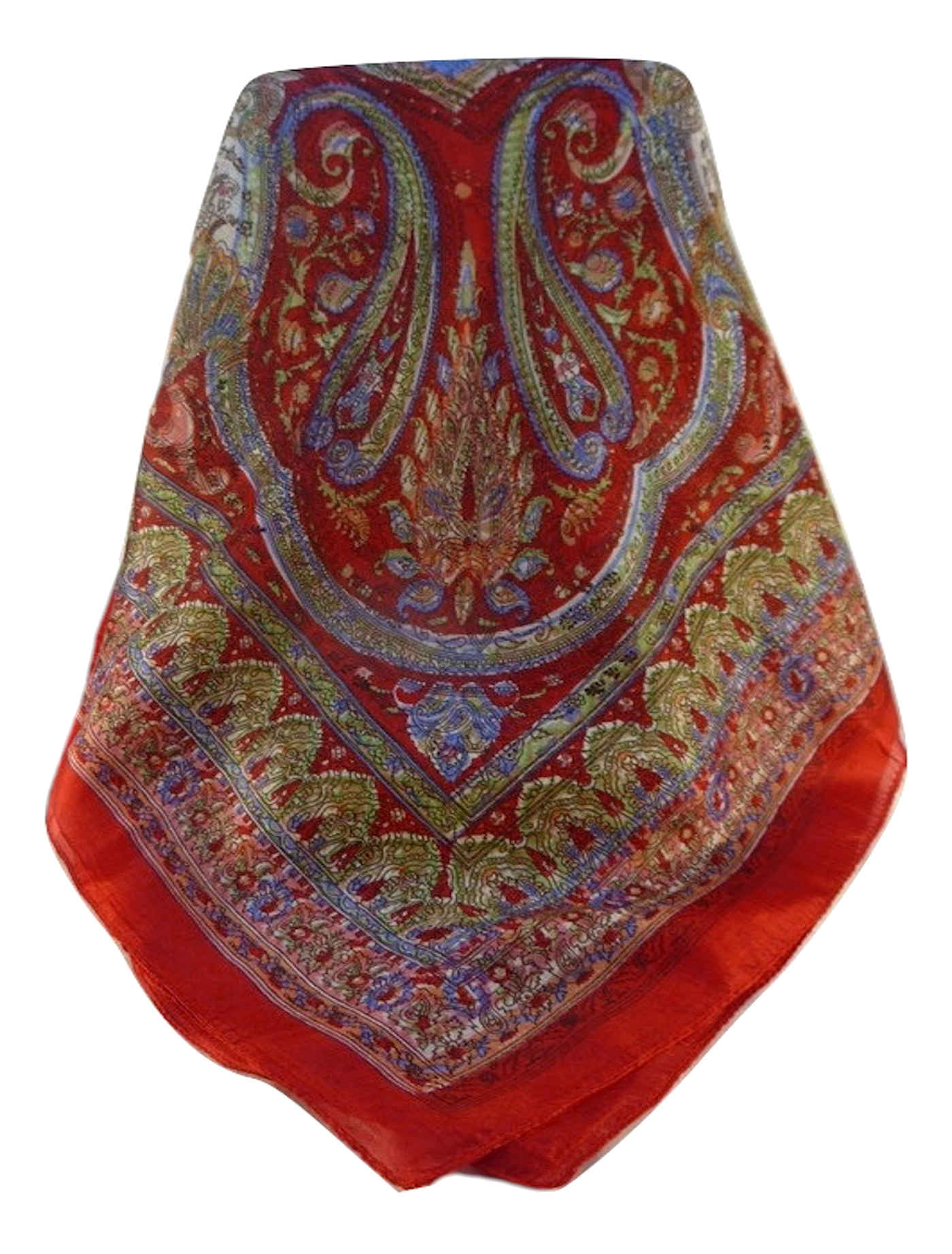 Mulberry Silk Traditional Square Scarf Waheed Scarlet by Pashmina & Silk