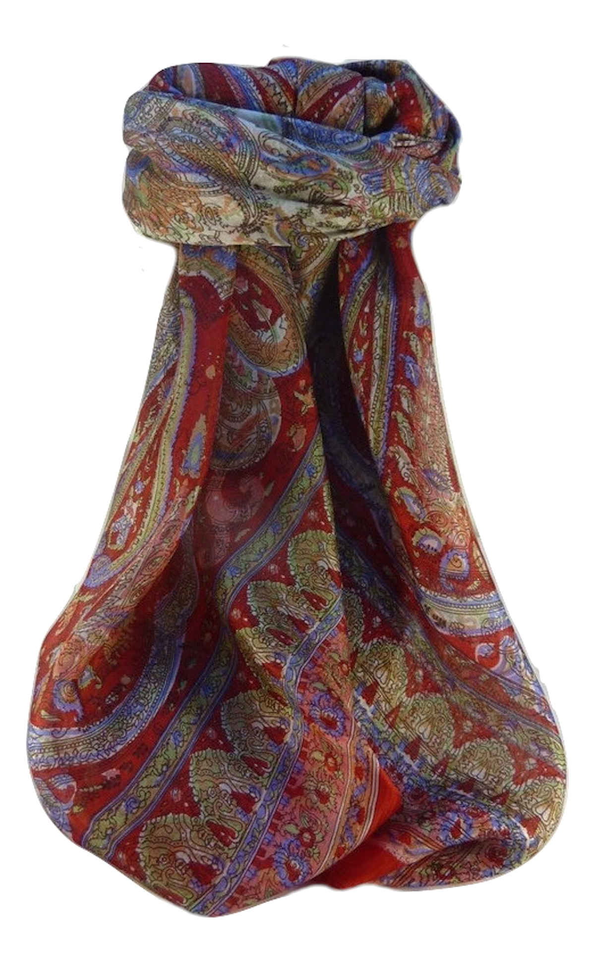 Mulberry Silk Traditional Square Scarf Waheed Scarlet by Pashmina & Silk