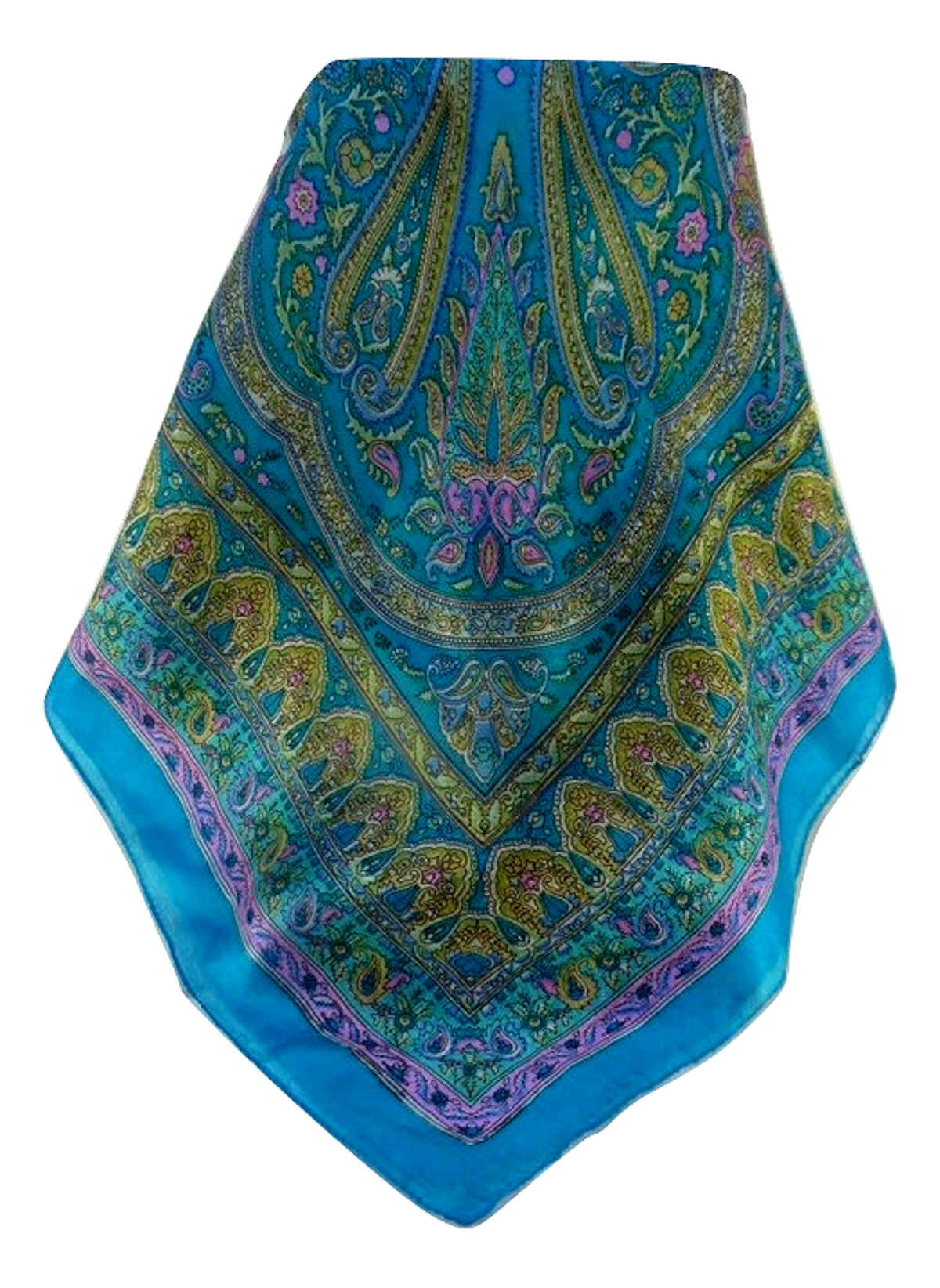Mulberry Silk Traditional Square Scarf Waheed Aqua by Pashmina & Silk