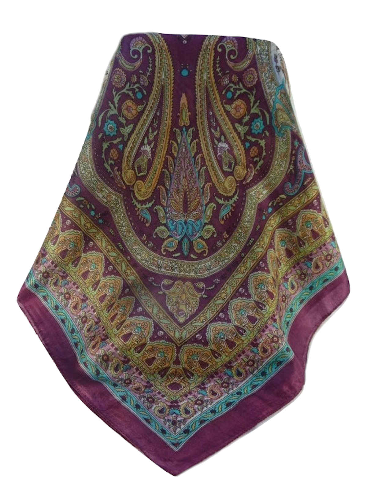Mulberry Silk Traditional Square Scarf Waheed Maroon by Pashmina & Silk