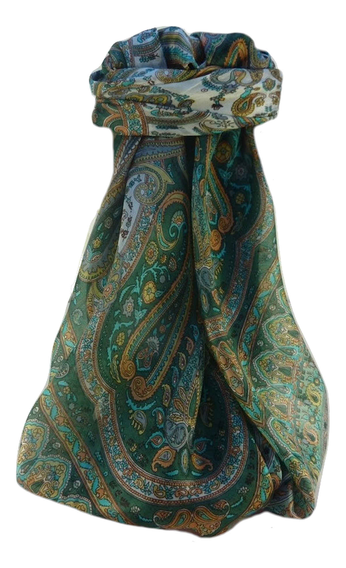 Mulberry Silk Traditional Square Scarf Waheed Sage by Pashmina & Silk