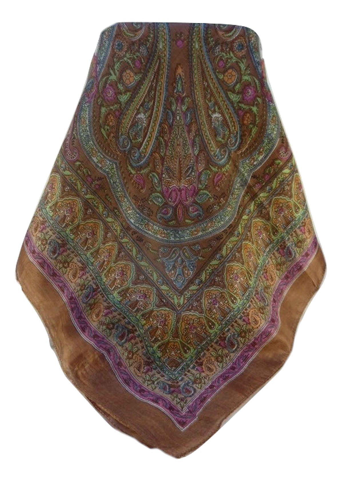 Mulberry Silk Traditional Square Scarf Waheed Chestnut by Pashmina & Silk