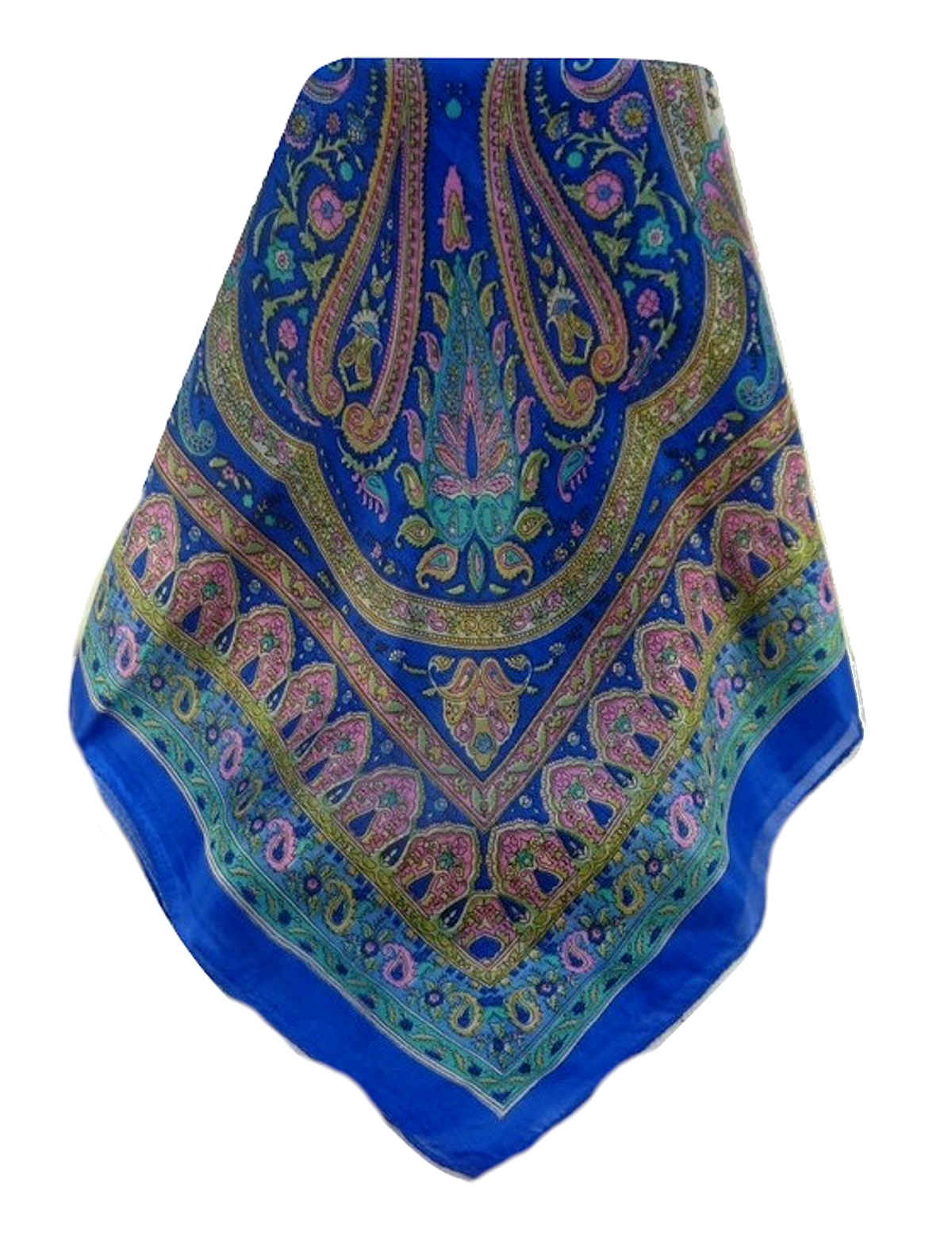Mulberry Silk Traditional Square Scarf Waheed Blue by Pashmina & Silk