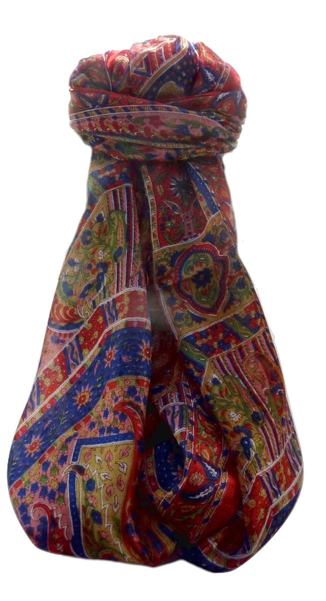 Tradizionale Sciarpa Longa di Seta Ajay  Red