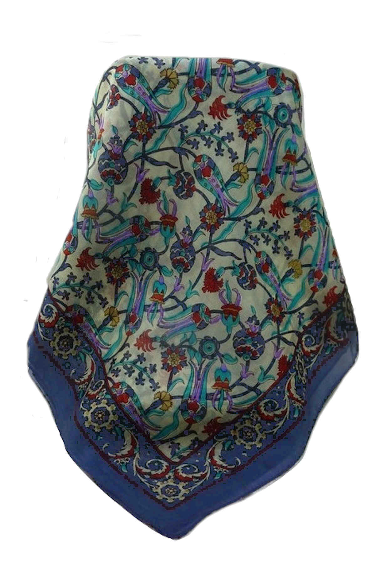 Tradizionale Sciarpa Longa di Seta Ajay  Blue