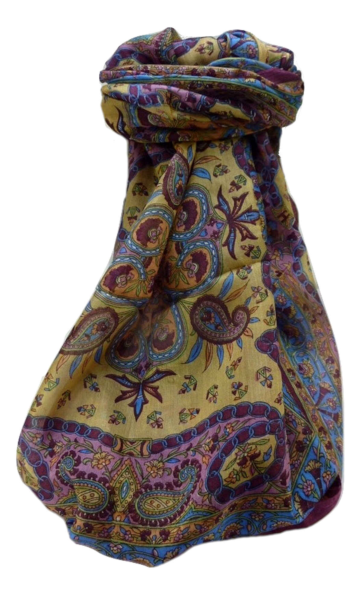 Mulberry Silk Traditional Long Scarf  Farhan Maroon by Pashmina & Silk